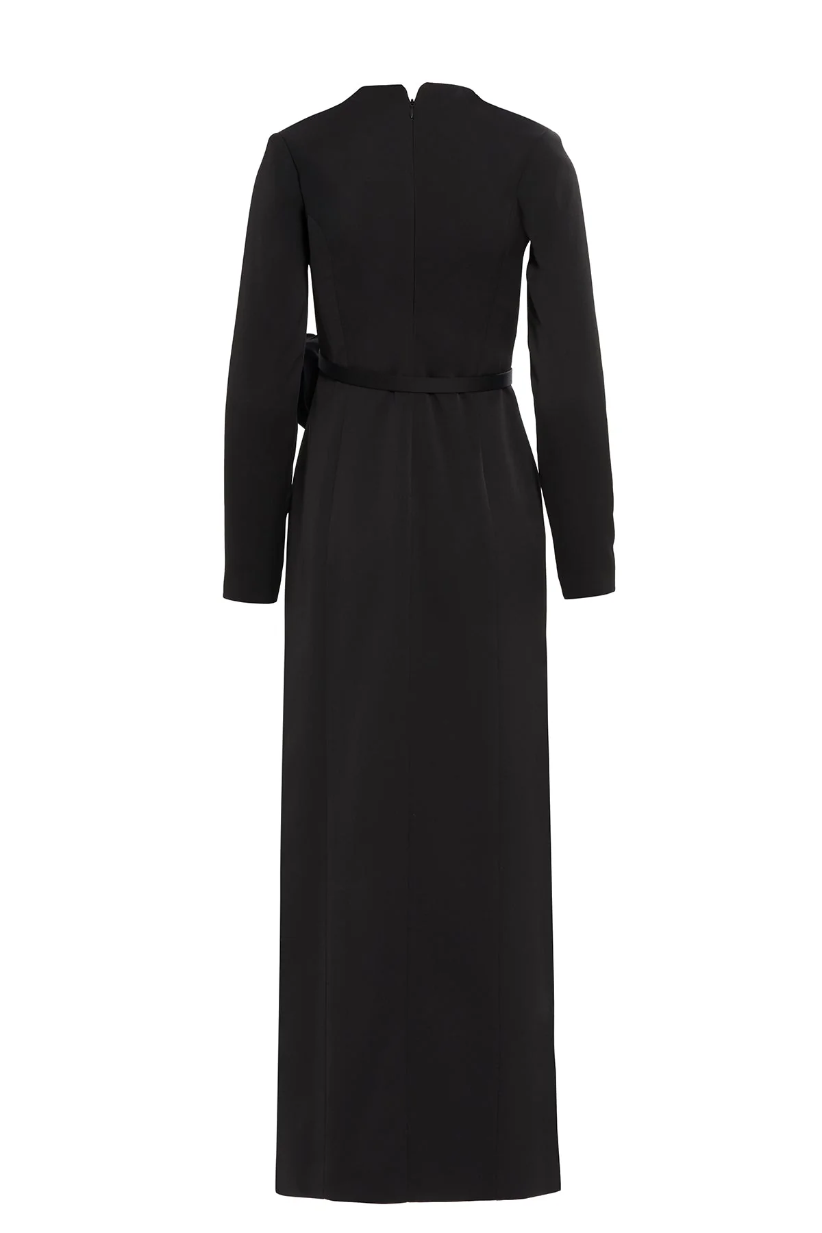 Black Long Dress with Rose Detail - Image 3