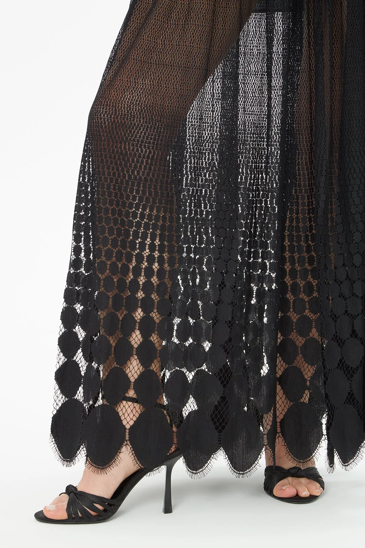 Black Long Dress with Sheer Skirt - Image 2