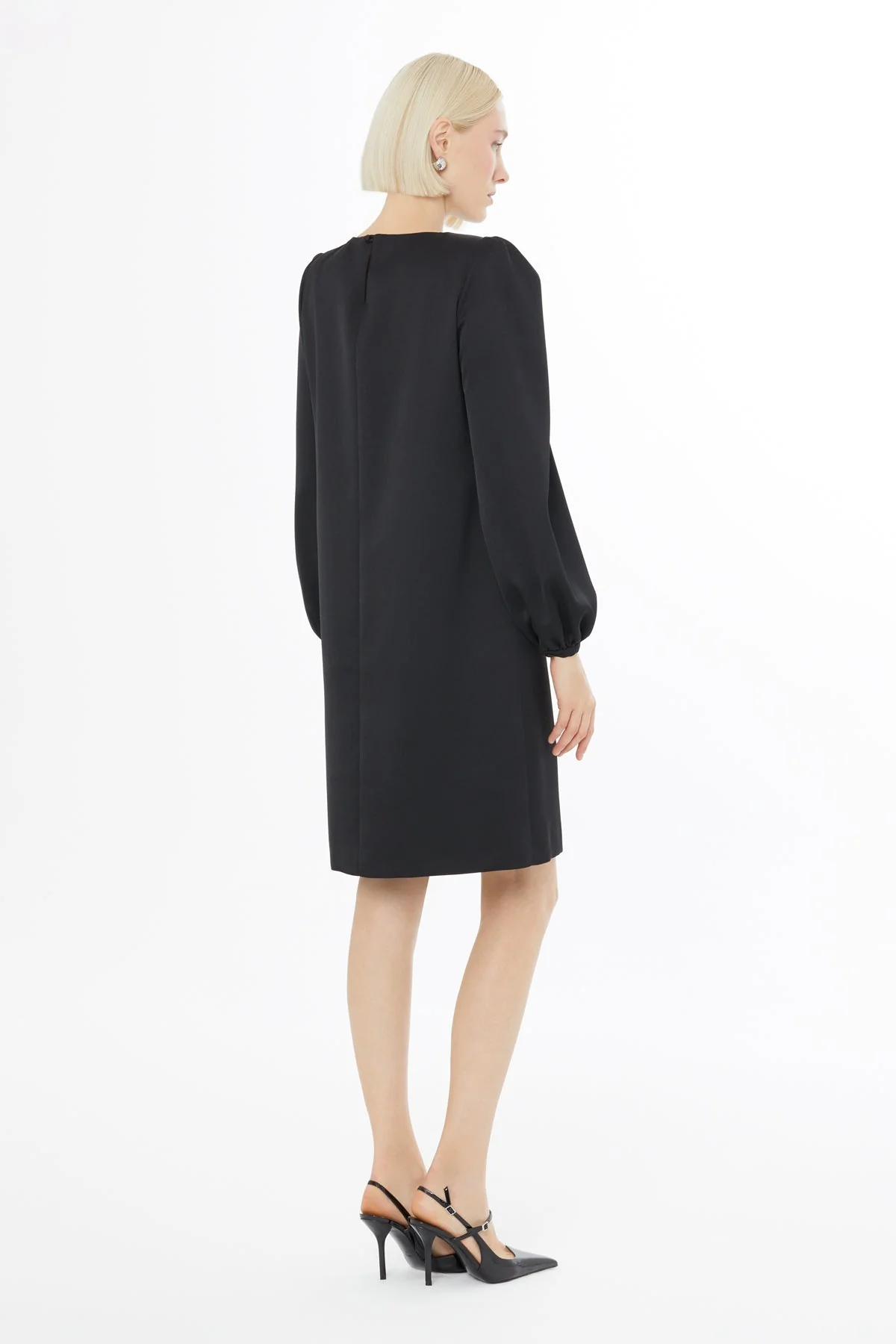 Black Long-Sleeve Short Dress - Image 4