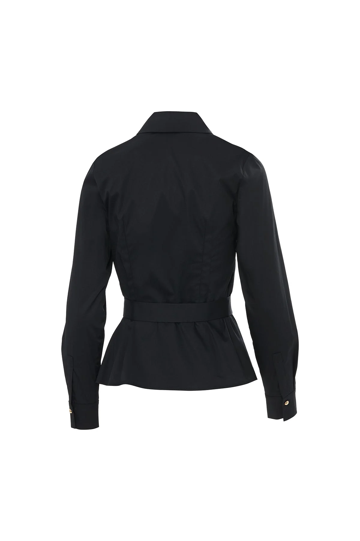 Black Long-Sleeved Shirt with Belt - Image 3