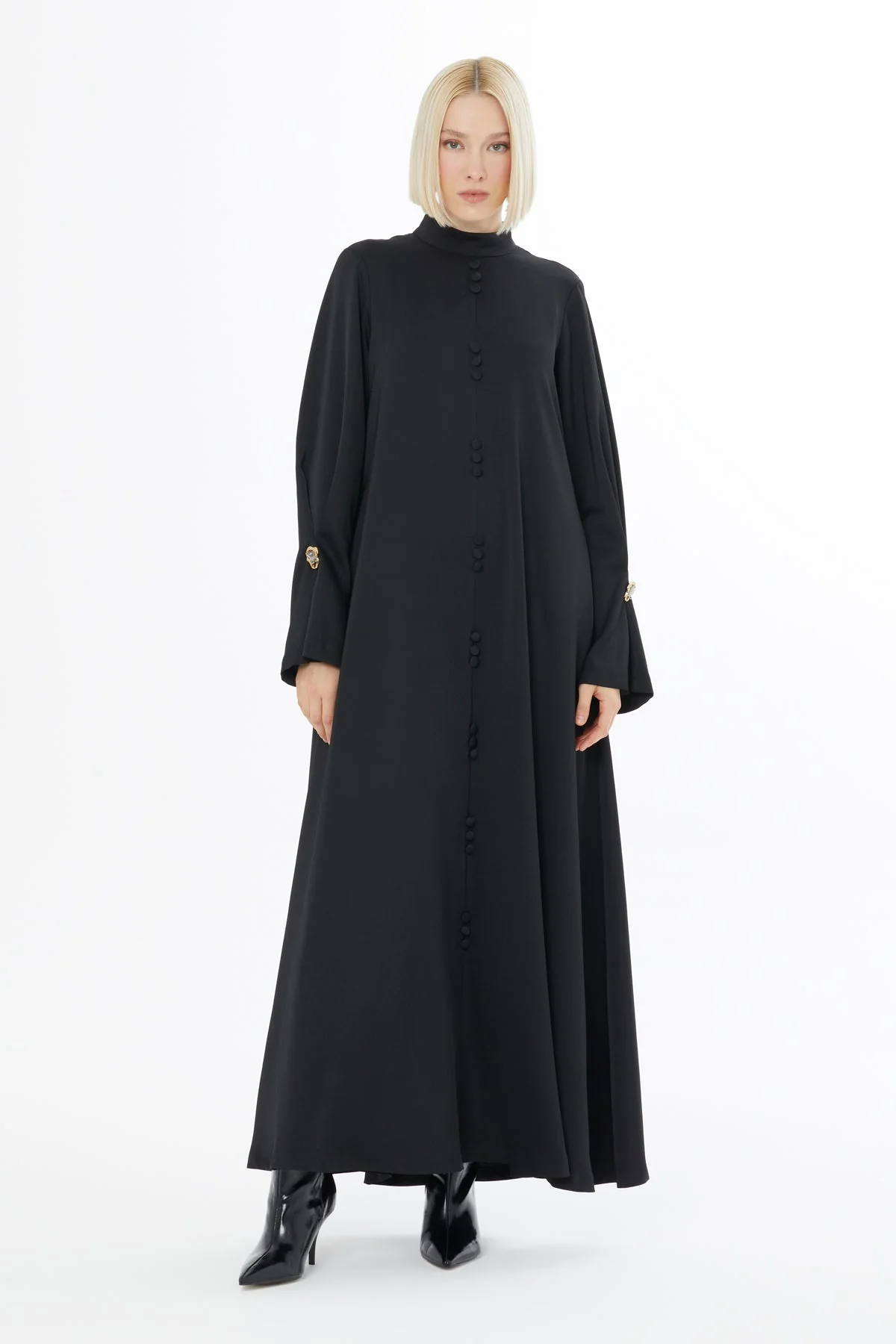 Black Long-Sleeved Zippered Dress