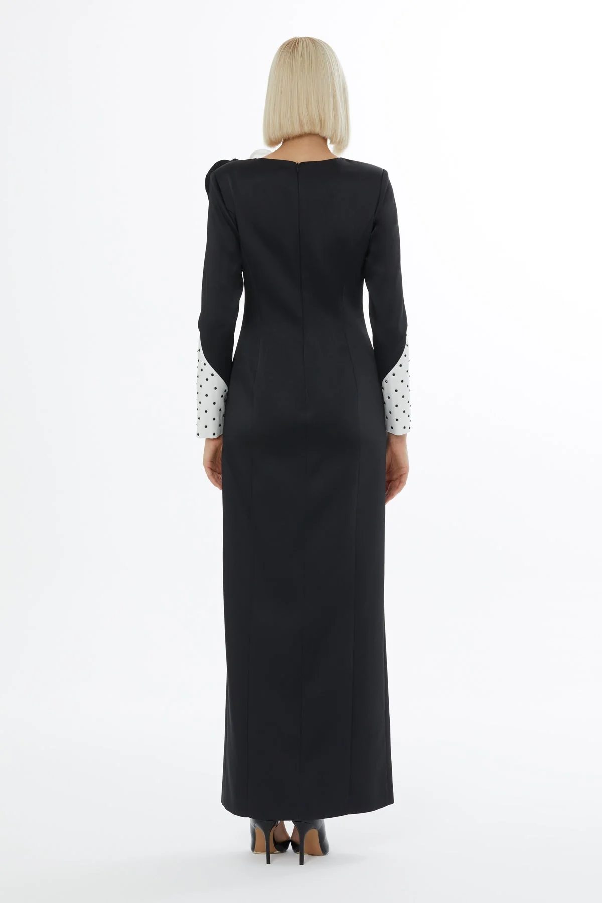 Black Maxi Dress with Rose Detail - Image 4