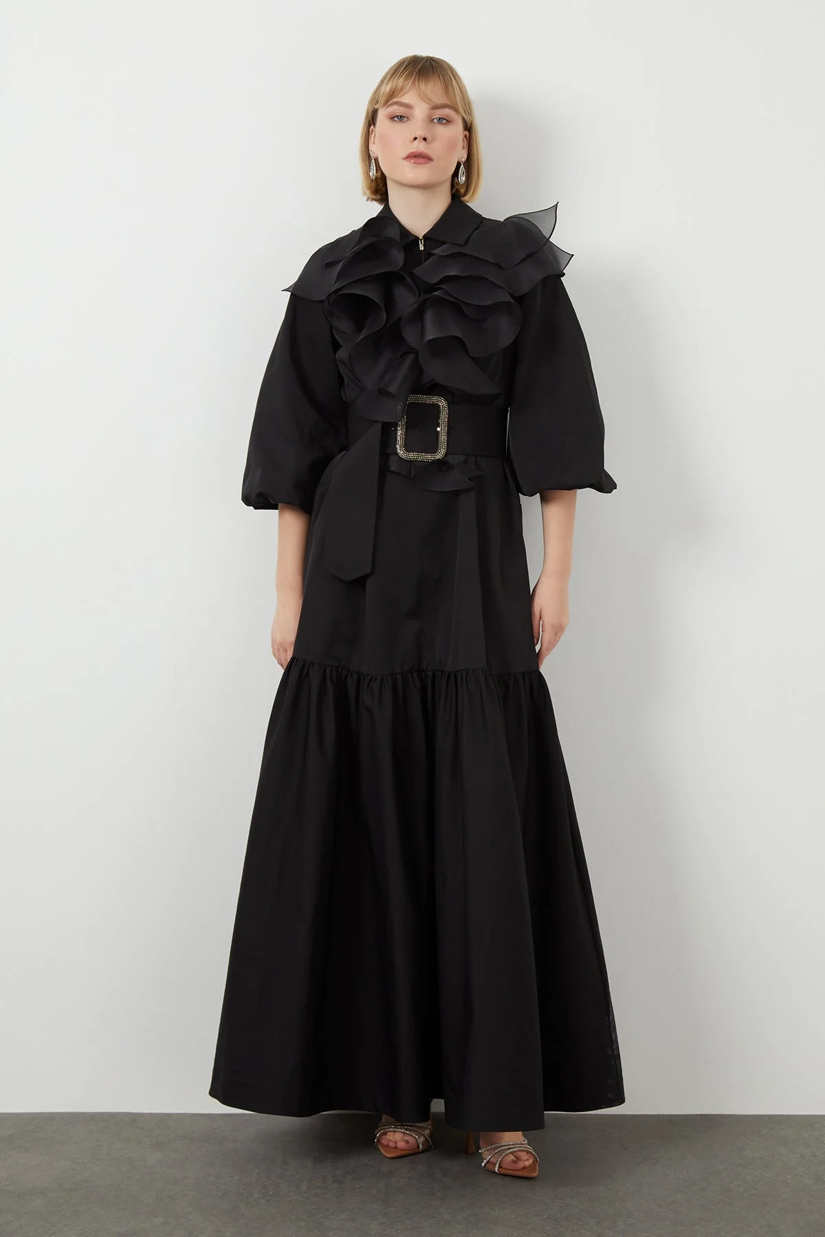 Black Maxi Ruffle Dress