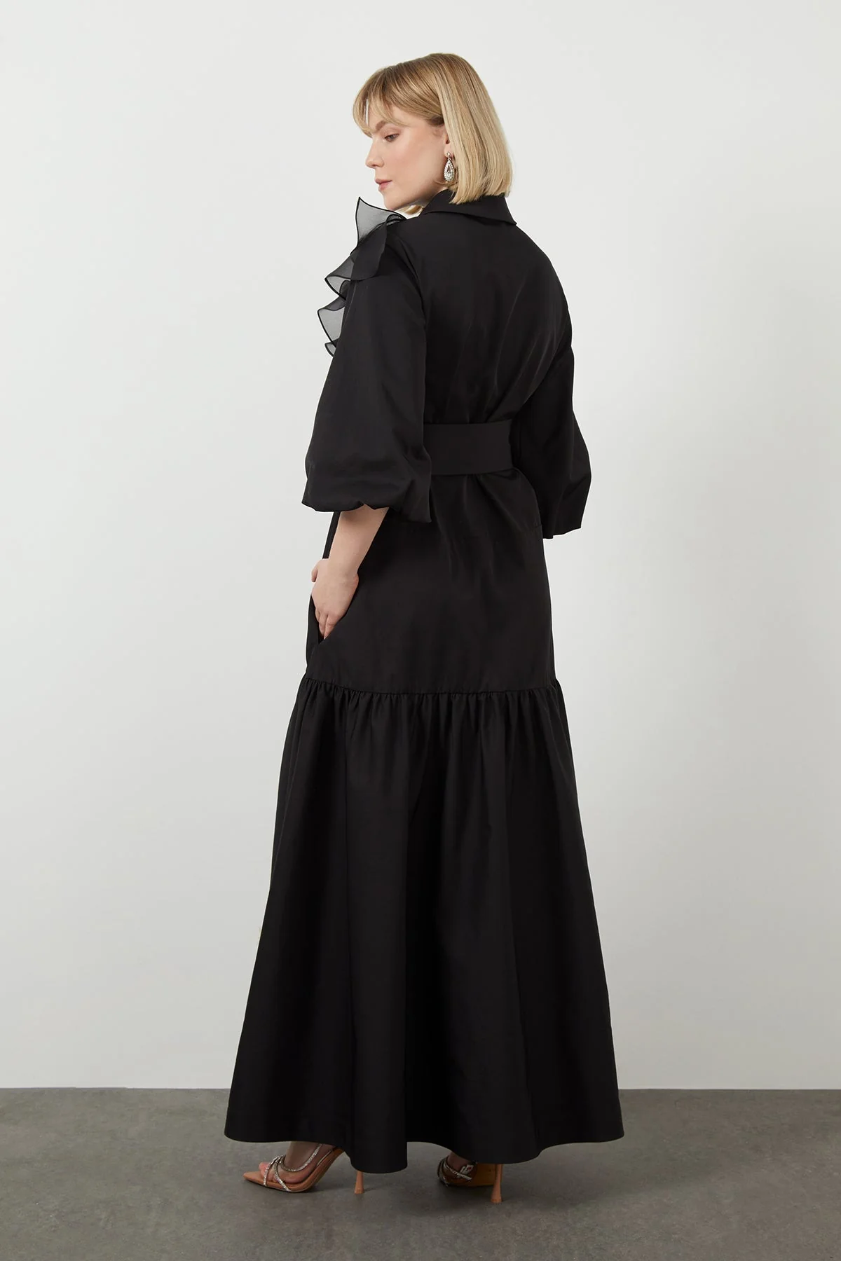 Black Maxi Ruffle Dress - Image 4