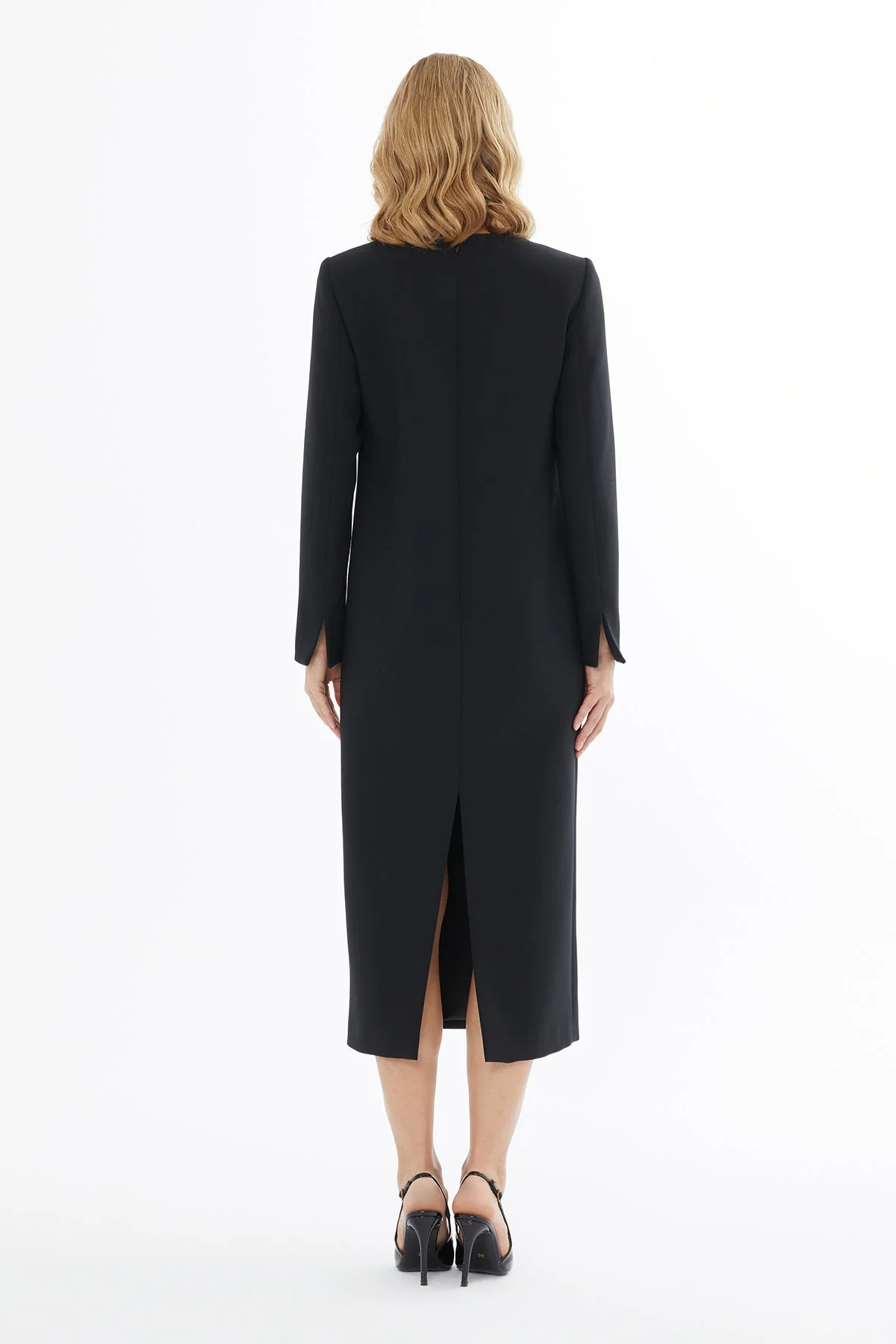Black Midi Dress with Metal Accessories - Image 4