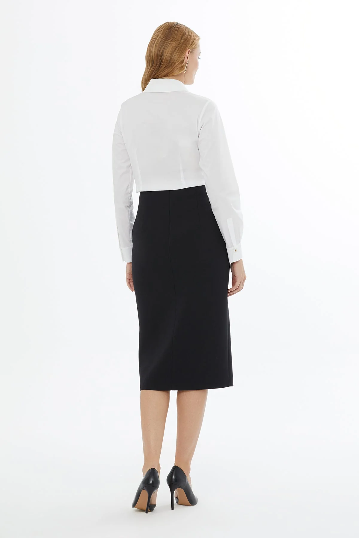 Black Midi Skirt with Buttons - Image 4