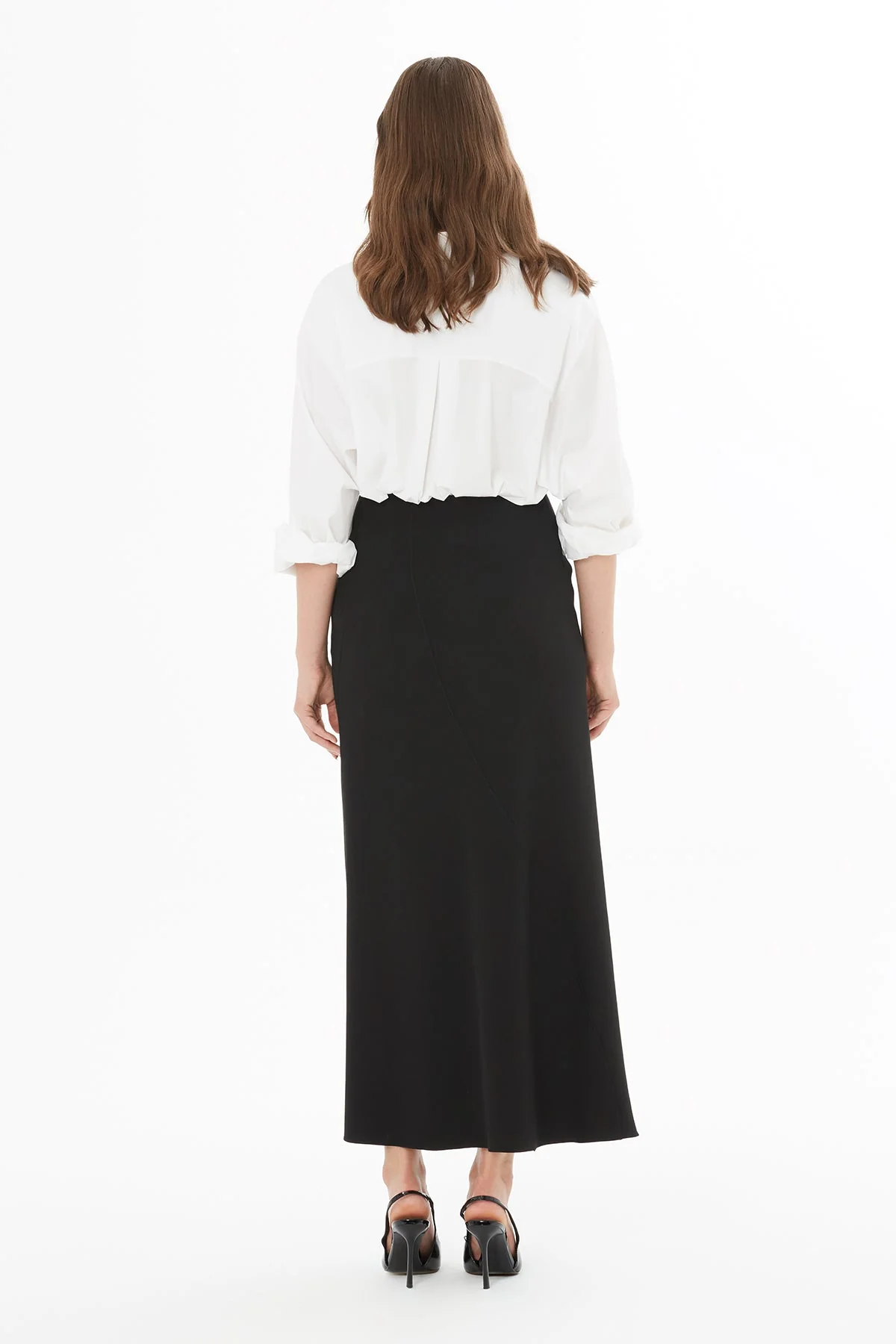 Black Midi Skirt with Side Slit - Image 4