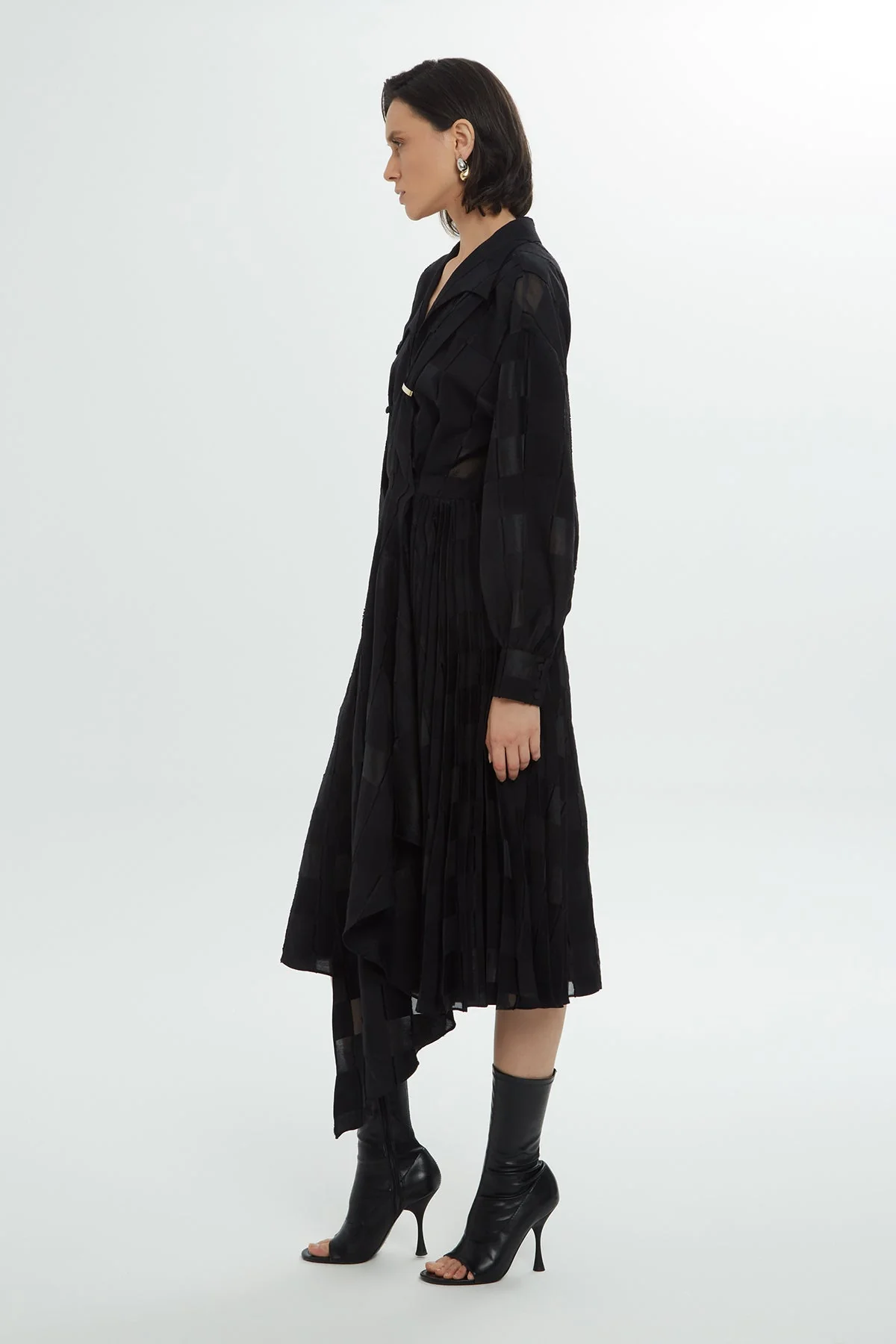Black Patterned Midi Dress - Image 2
