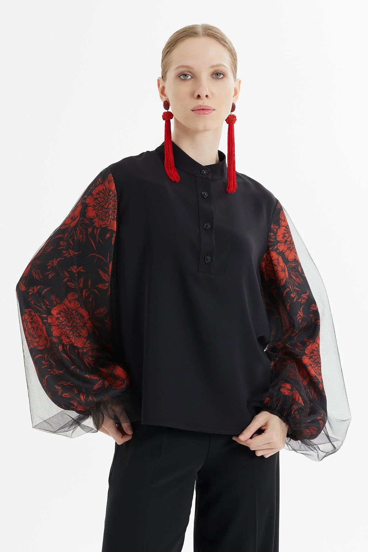 Black Patterned-Sleeve Tracksuit - Image 3
