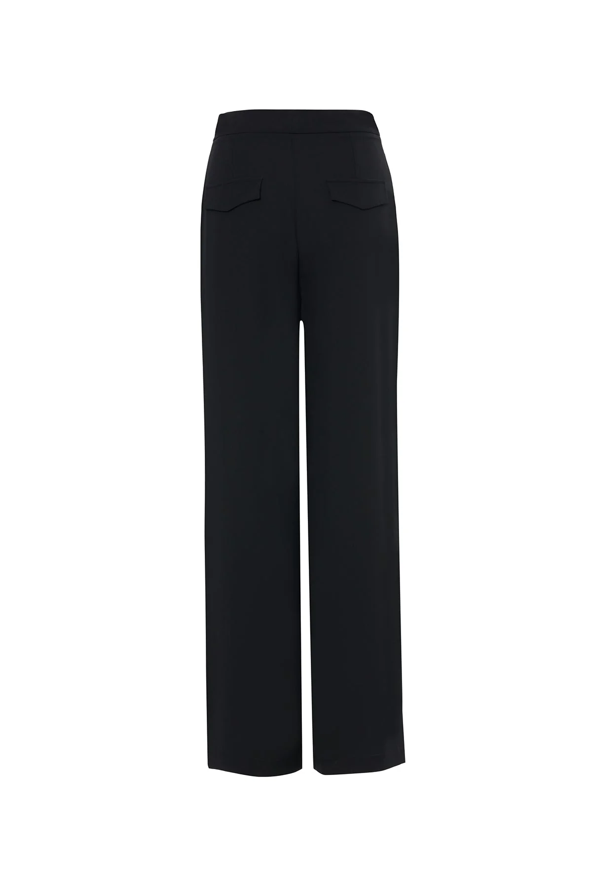 Black Pleated-Detail Pants with Pockets - Image 3
