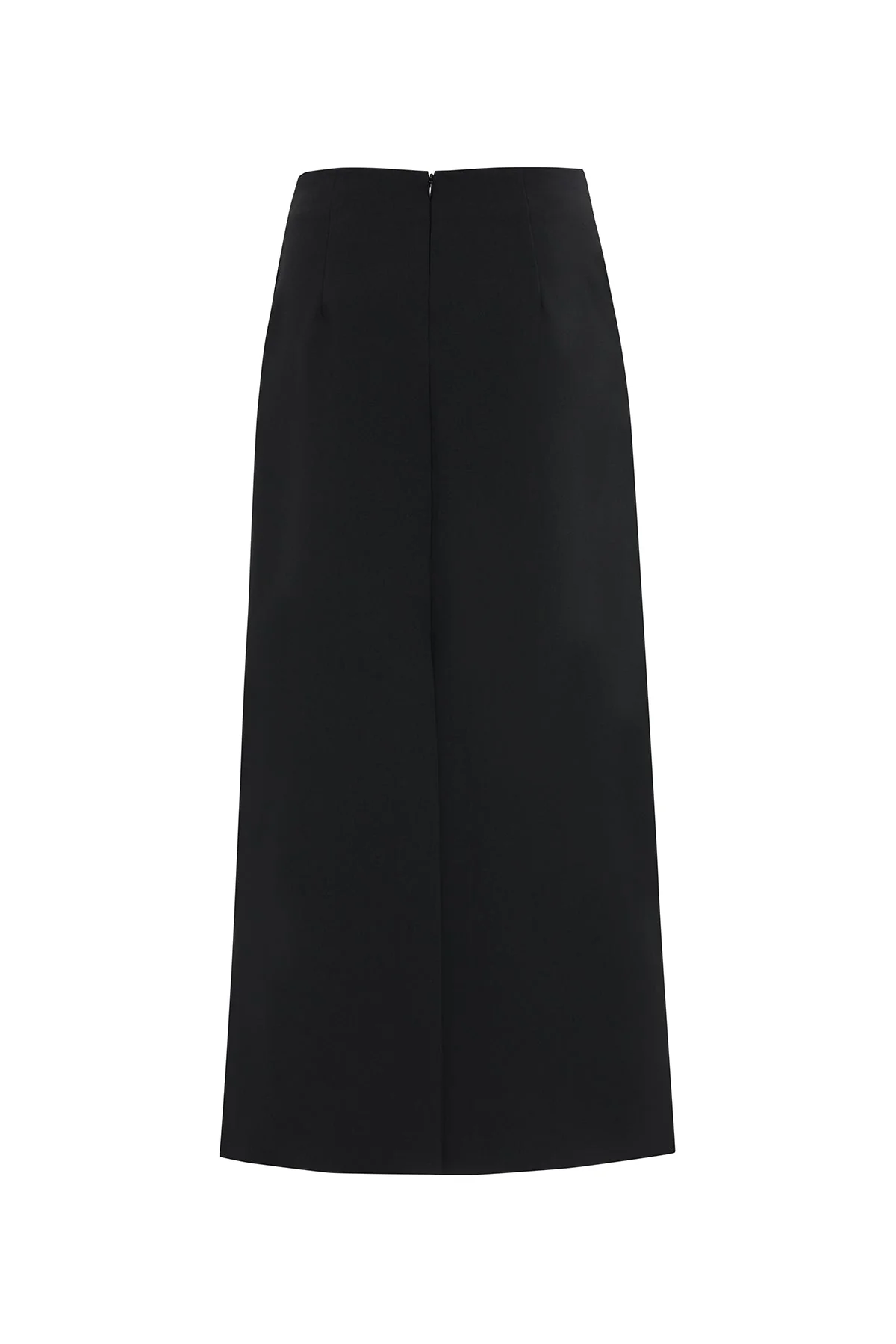 Black Pocketed Slit-Detail Midi Skirt - Image 4