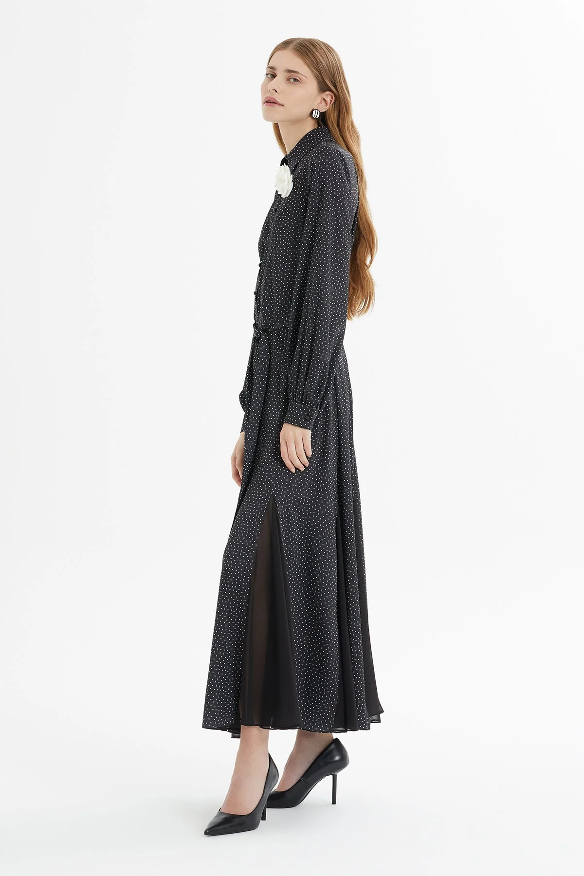 Black Polka-Dot Maxi Dress - Image 3