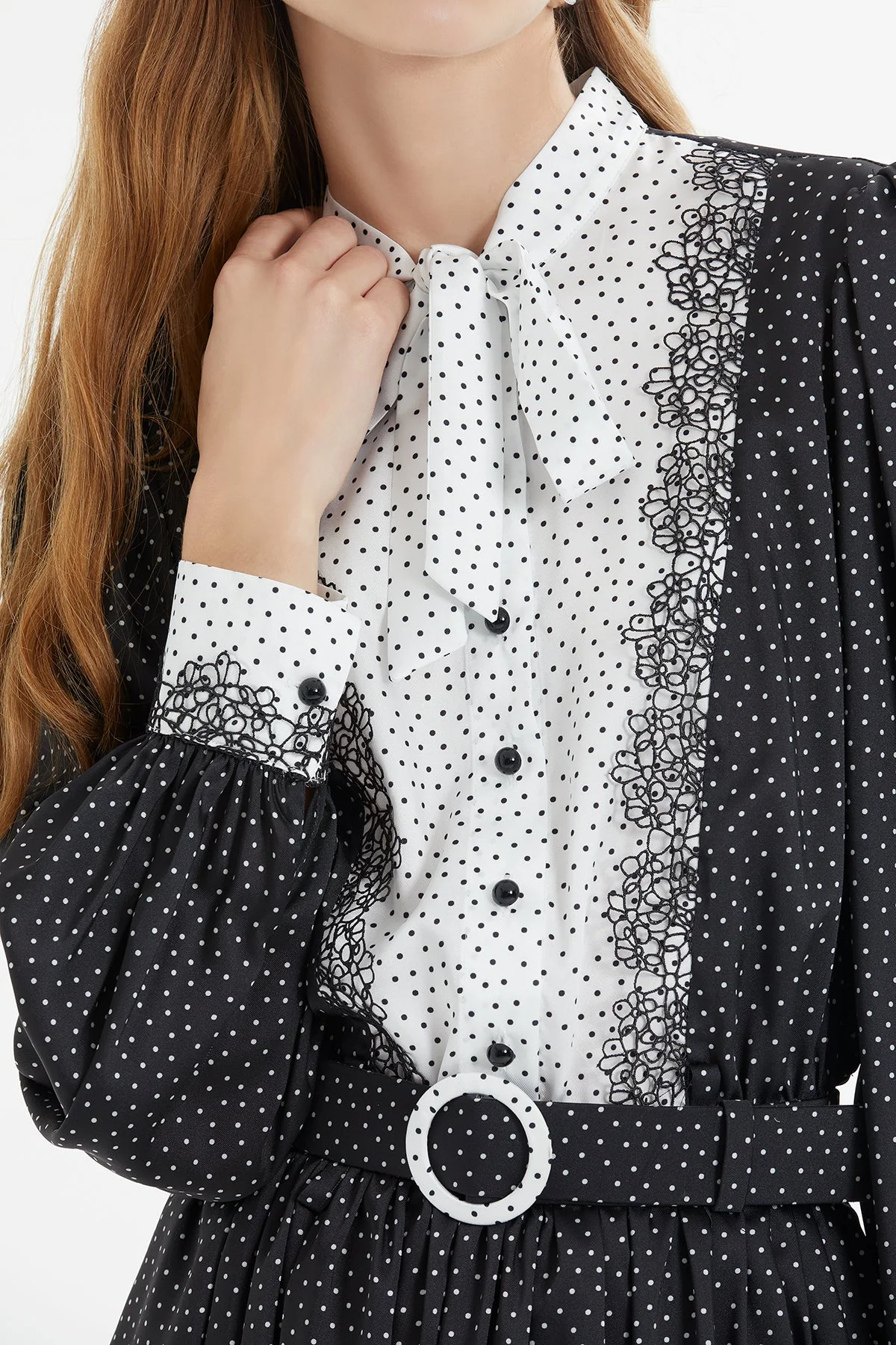 Black Polka-Dot Midi Dress - Image 3