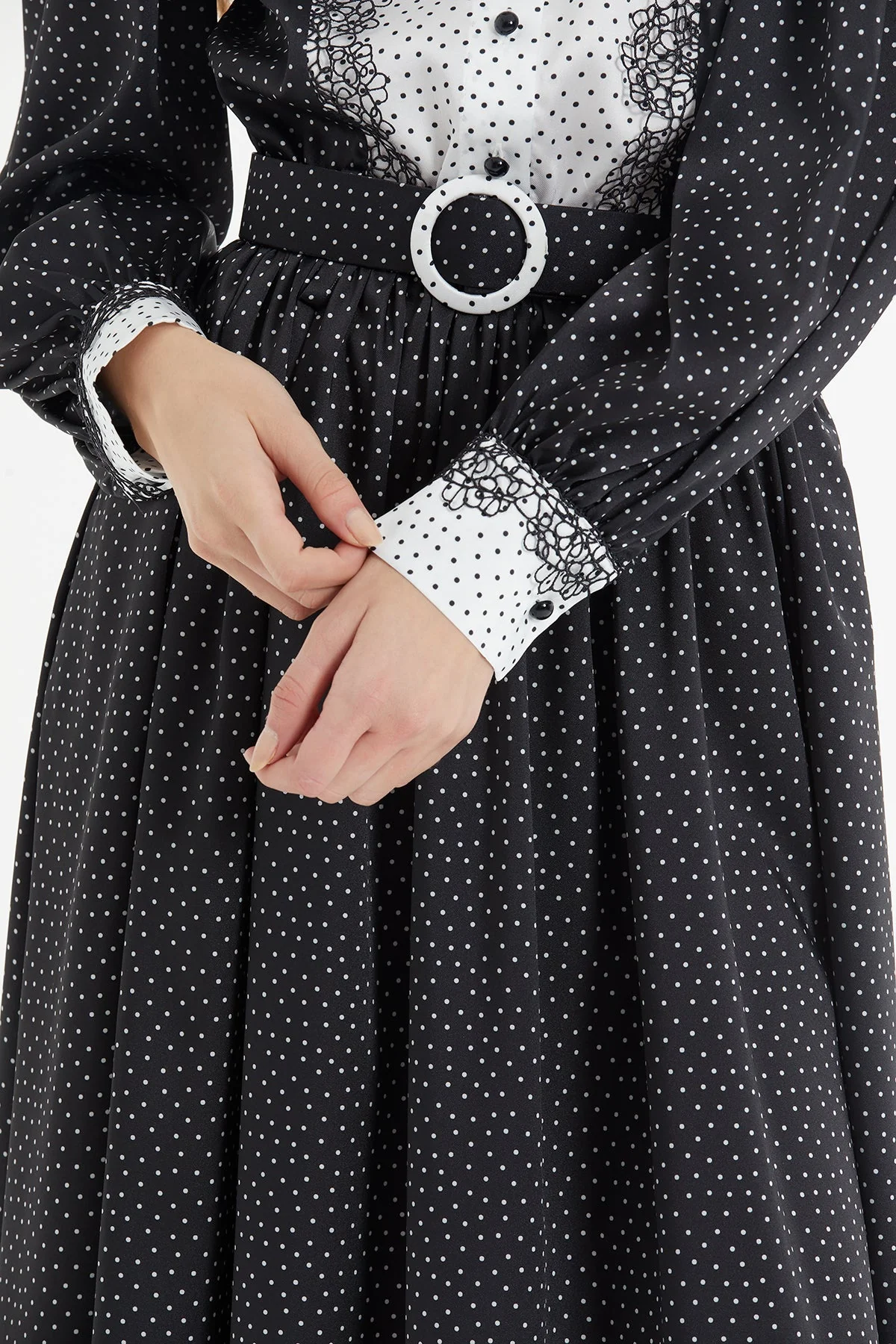 Black Polka-Dot Midi Dress - Image 4