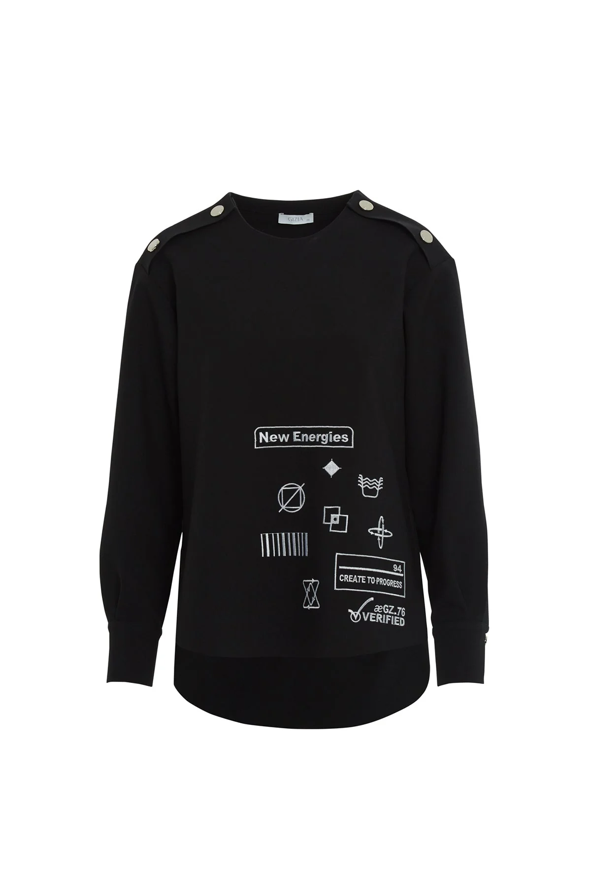Black Printed Long-Sleeve Sweatshirt - Image 5