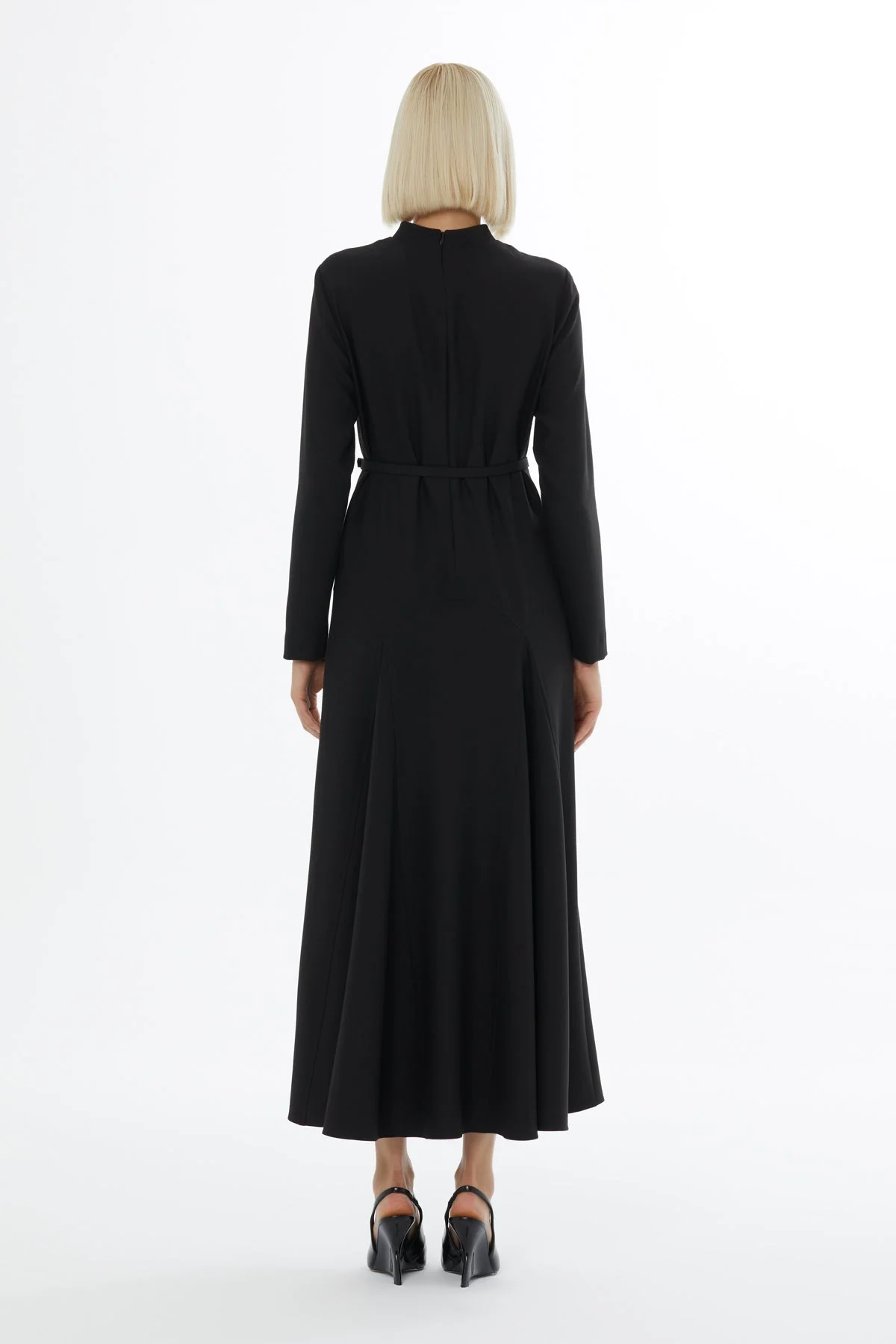 Black Ruffled Belted Maxi Dress - Image 4