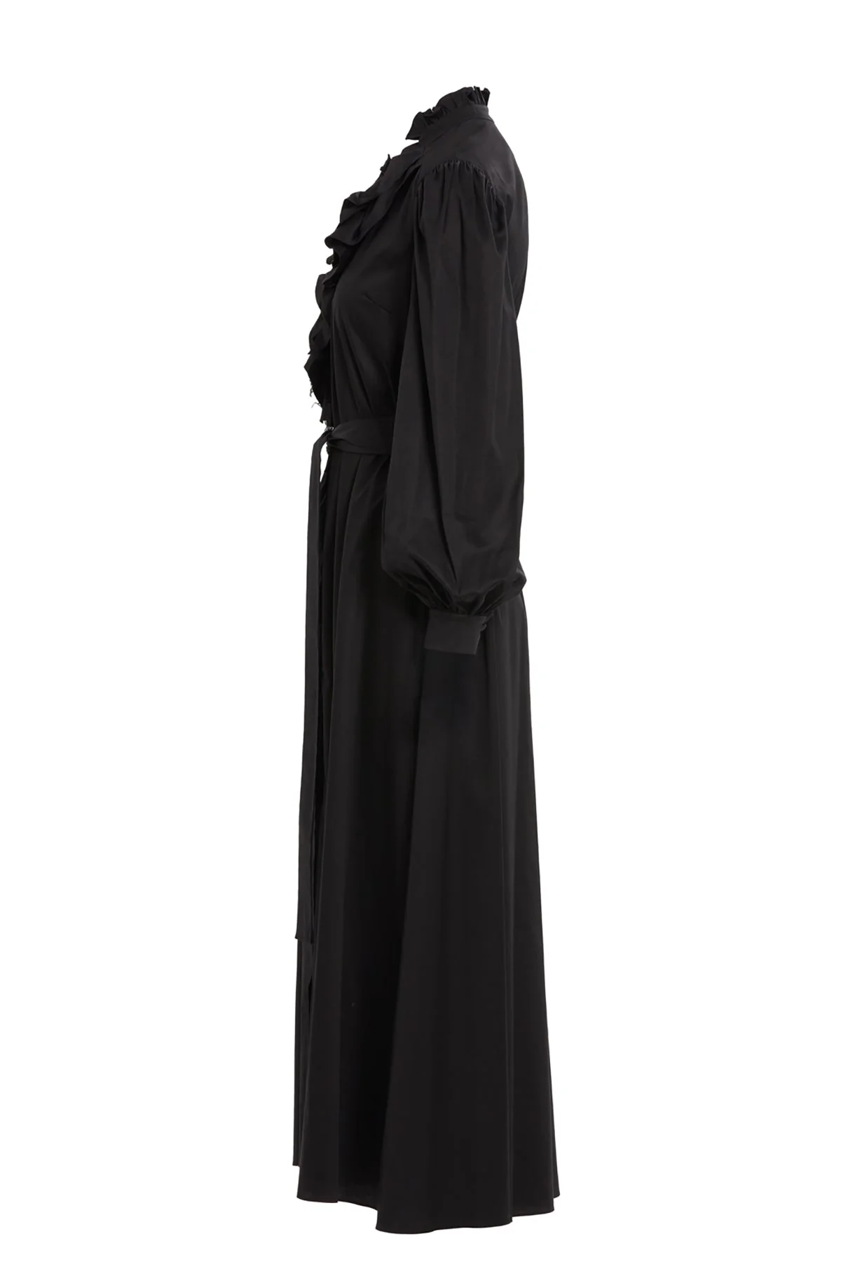 Black Ruffled Midi Dress - Image 2
