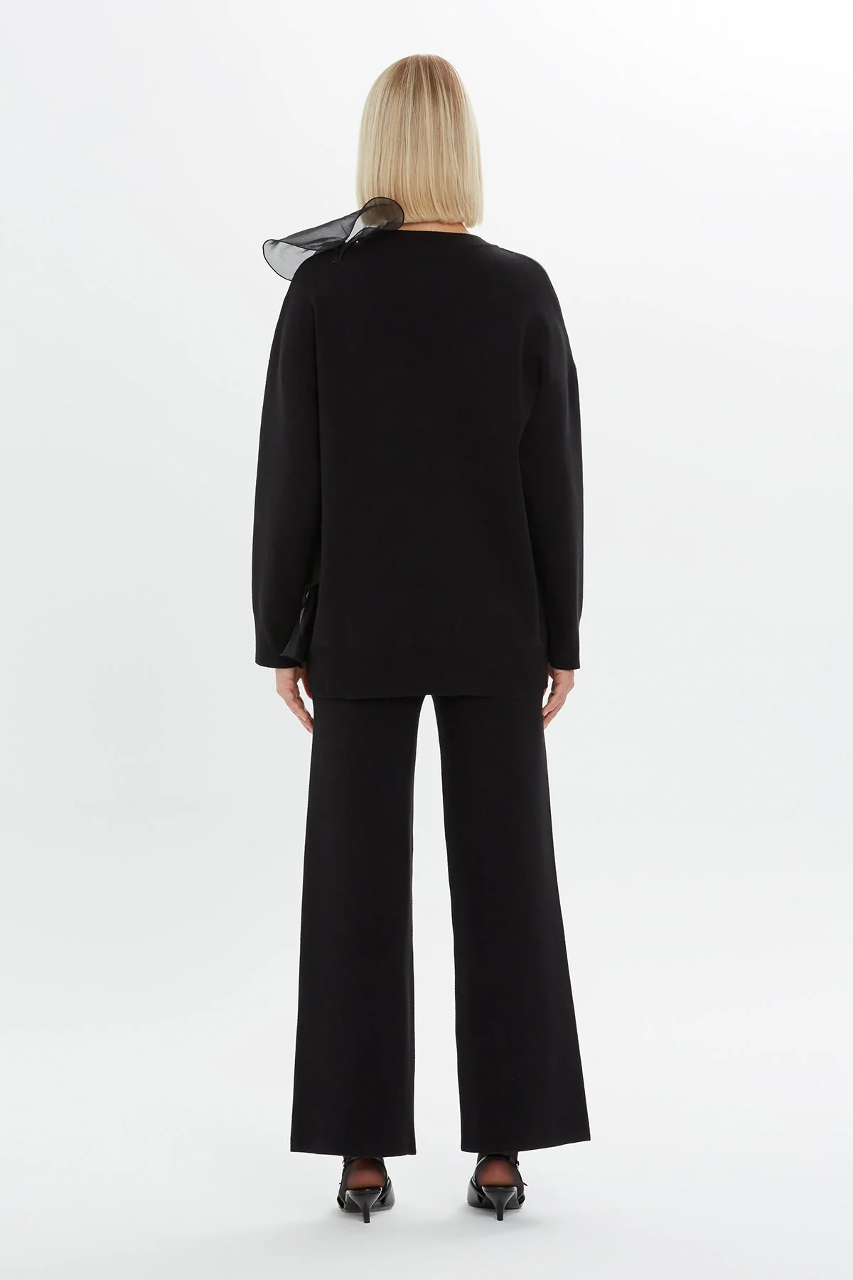 Black Ruffled Organza Sweater - Image 6