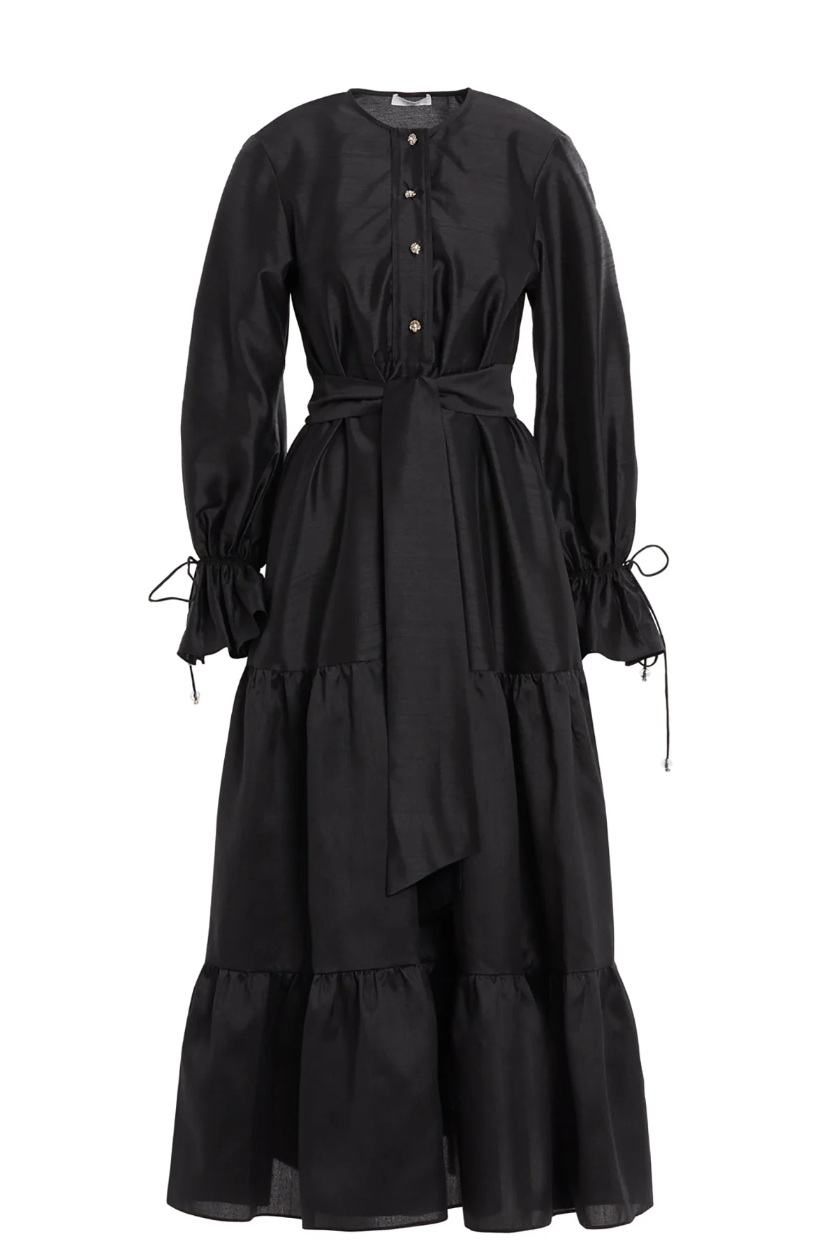 Black Sash-Detail Maxi Dress