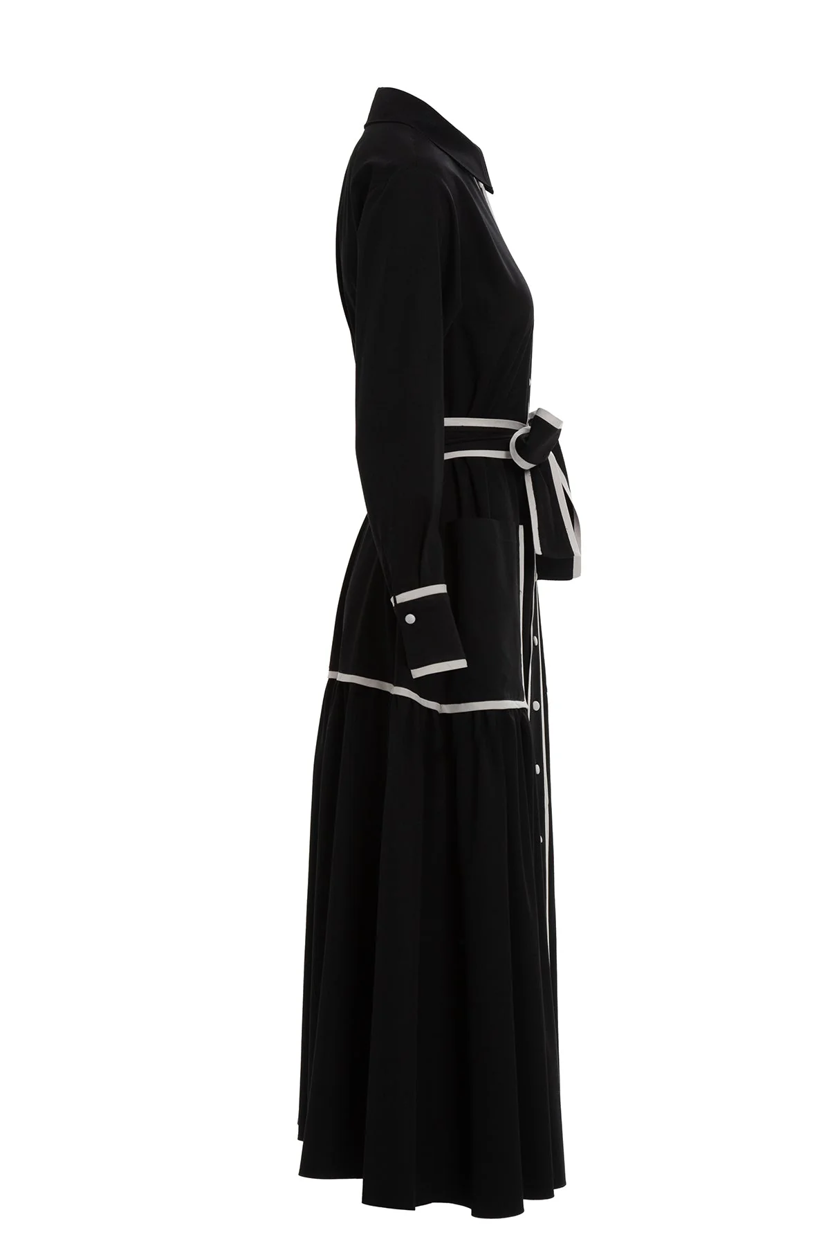 Black Sash-Detail Midi Dress - Image 2