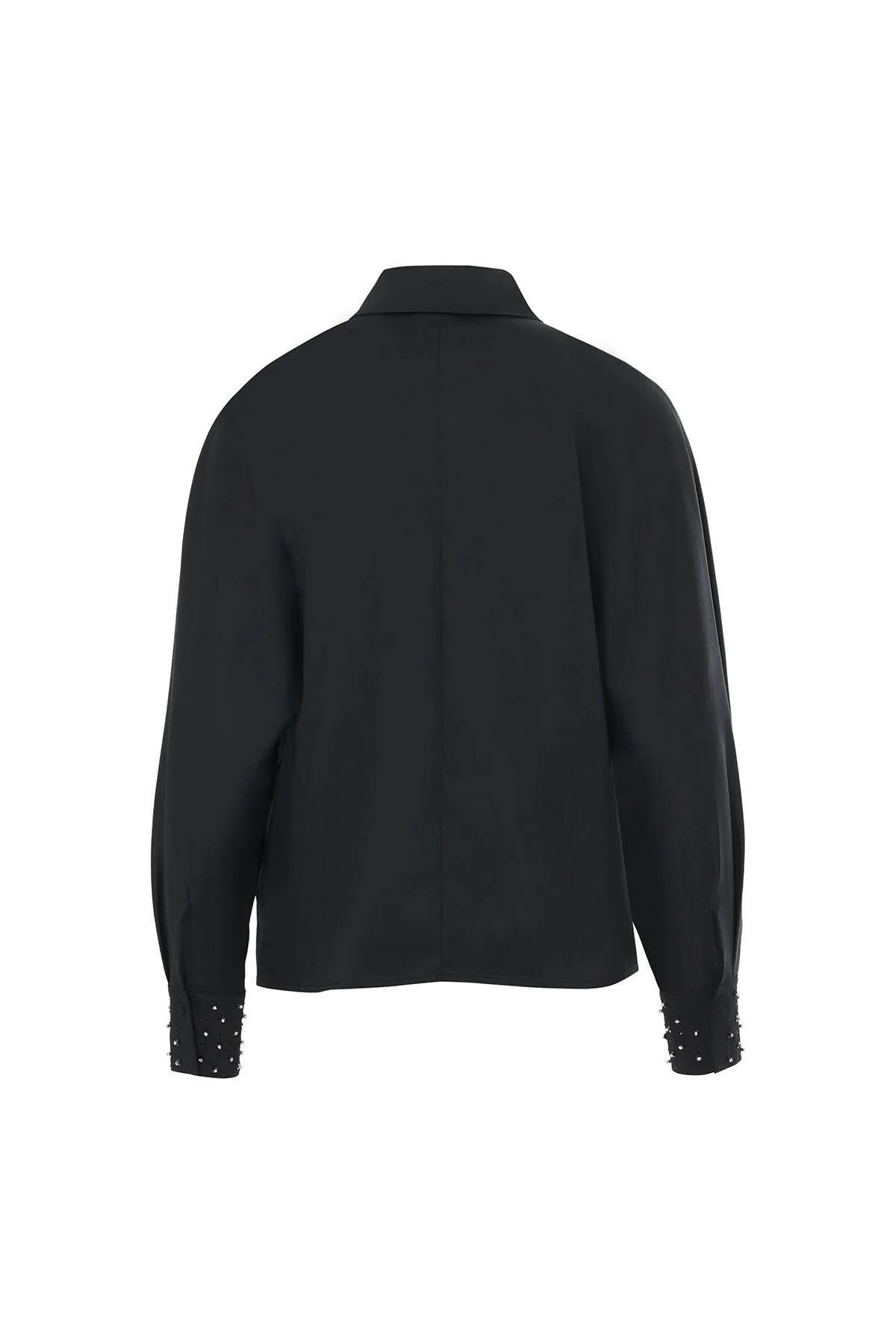 Black Shirt with Embroidered Sleeves - Image 3