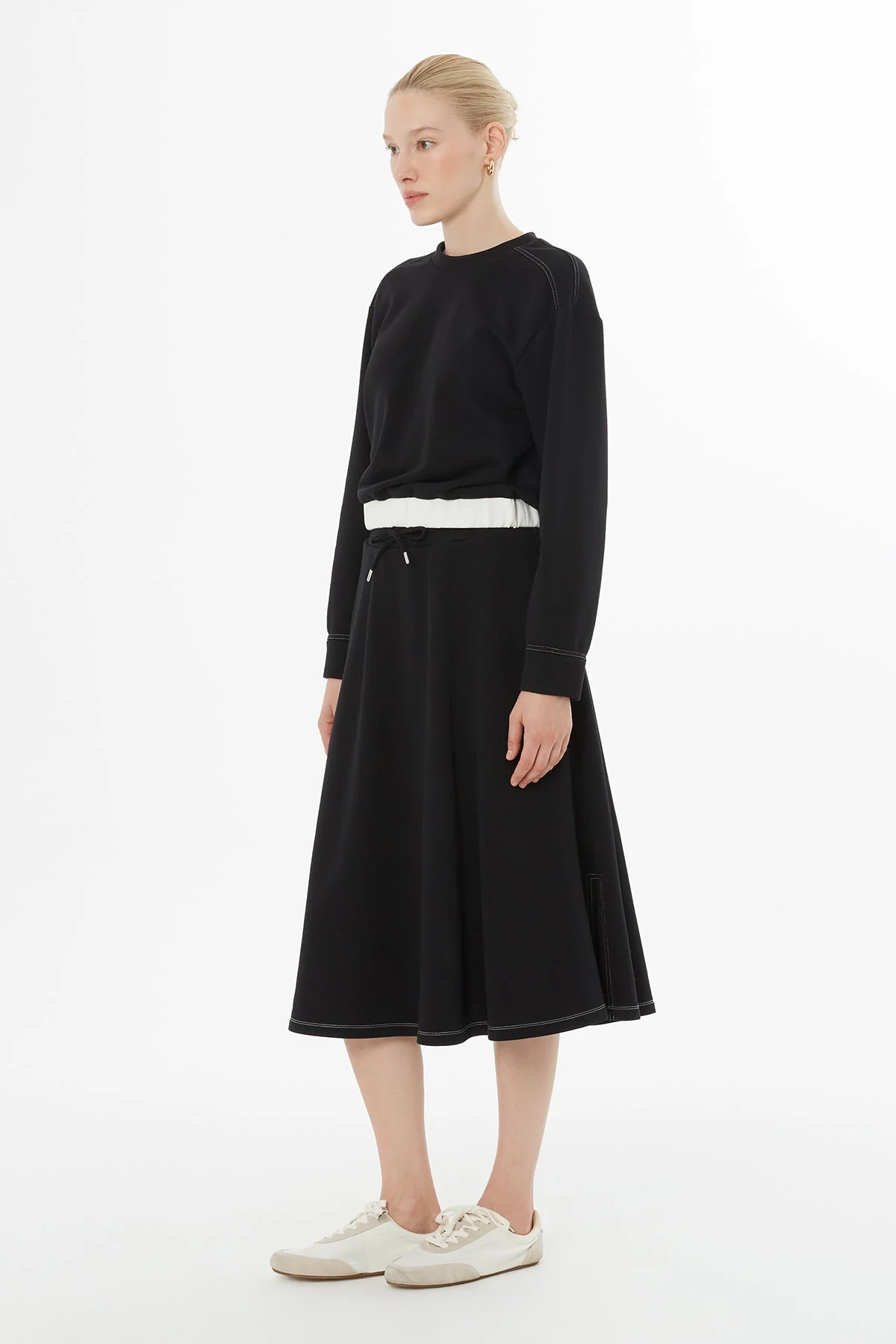 Black Skirt Set with Drawstring Waist - Image 4