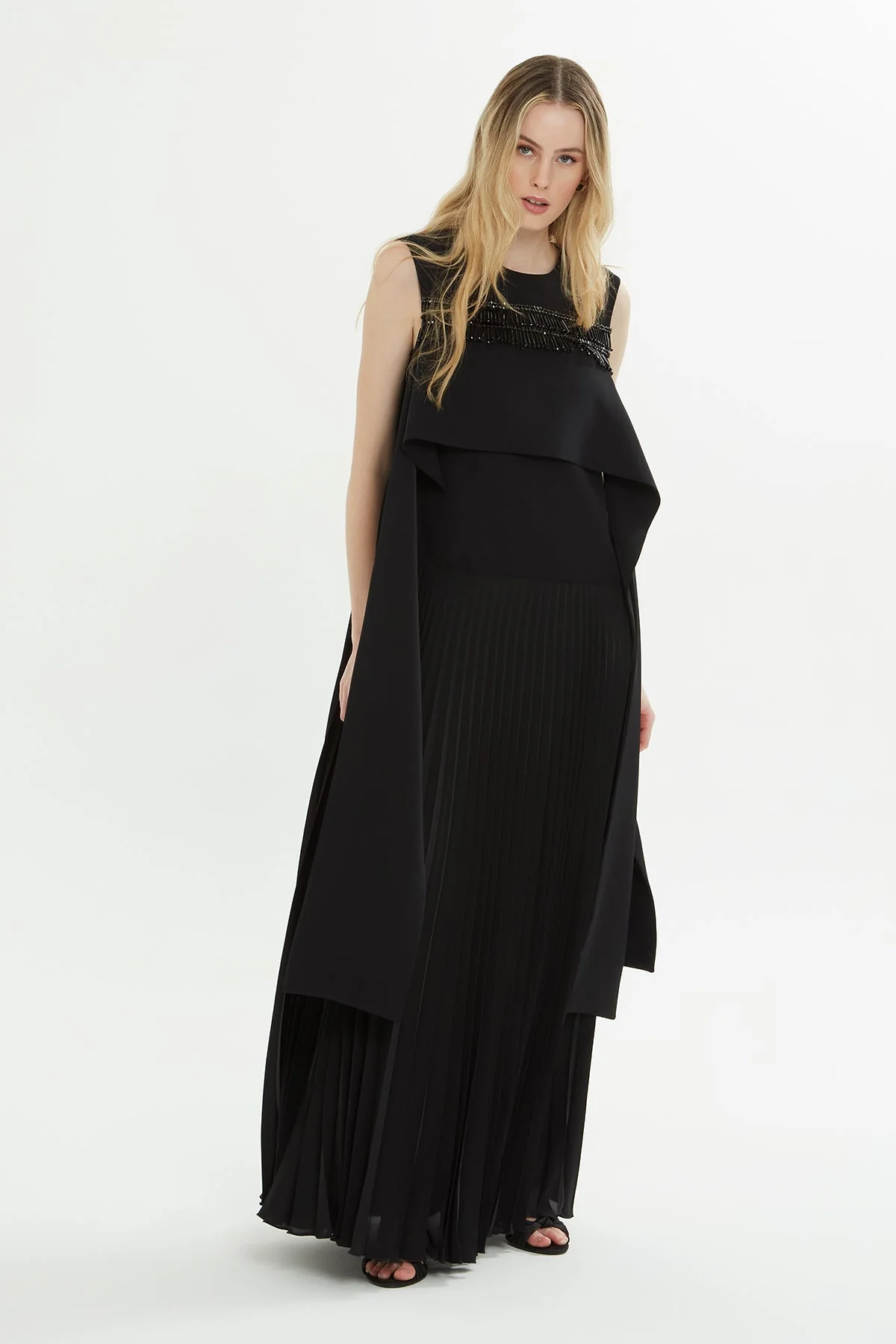 Black Sleeveless Embroidered Maxi Dress - Image 3