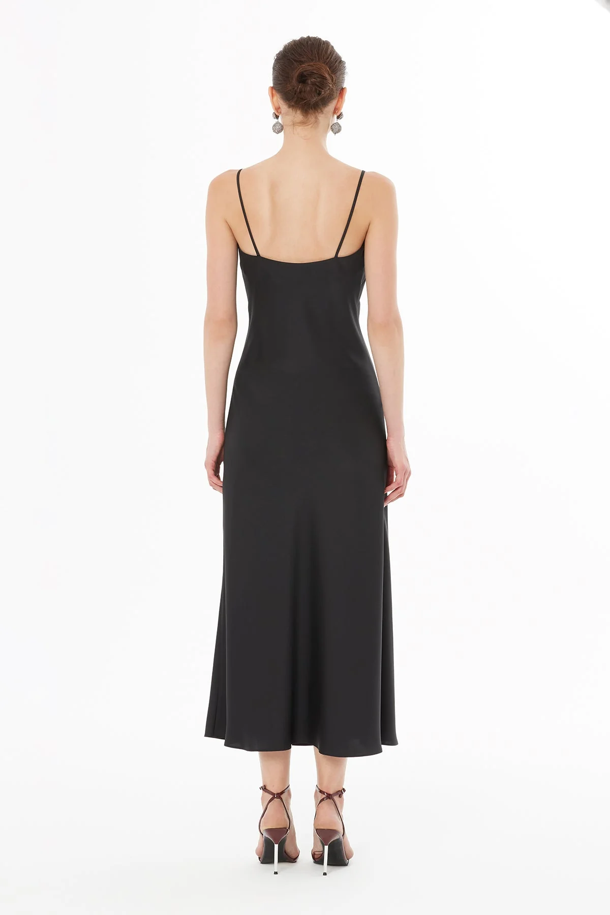 Black Sleeveless V-Neck Midi Dress - Image 4