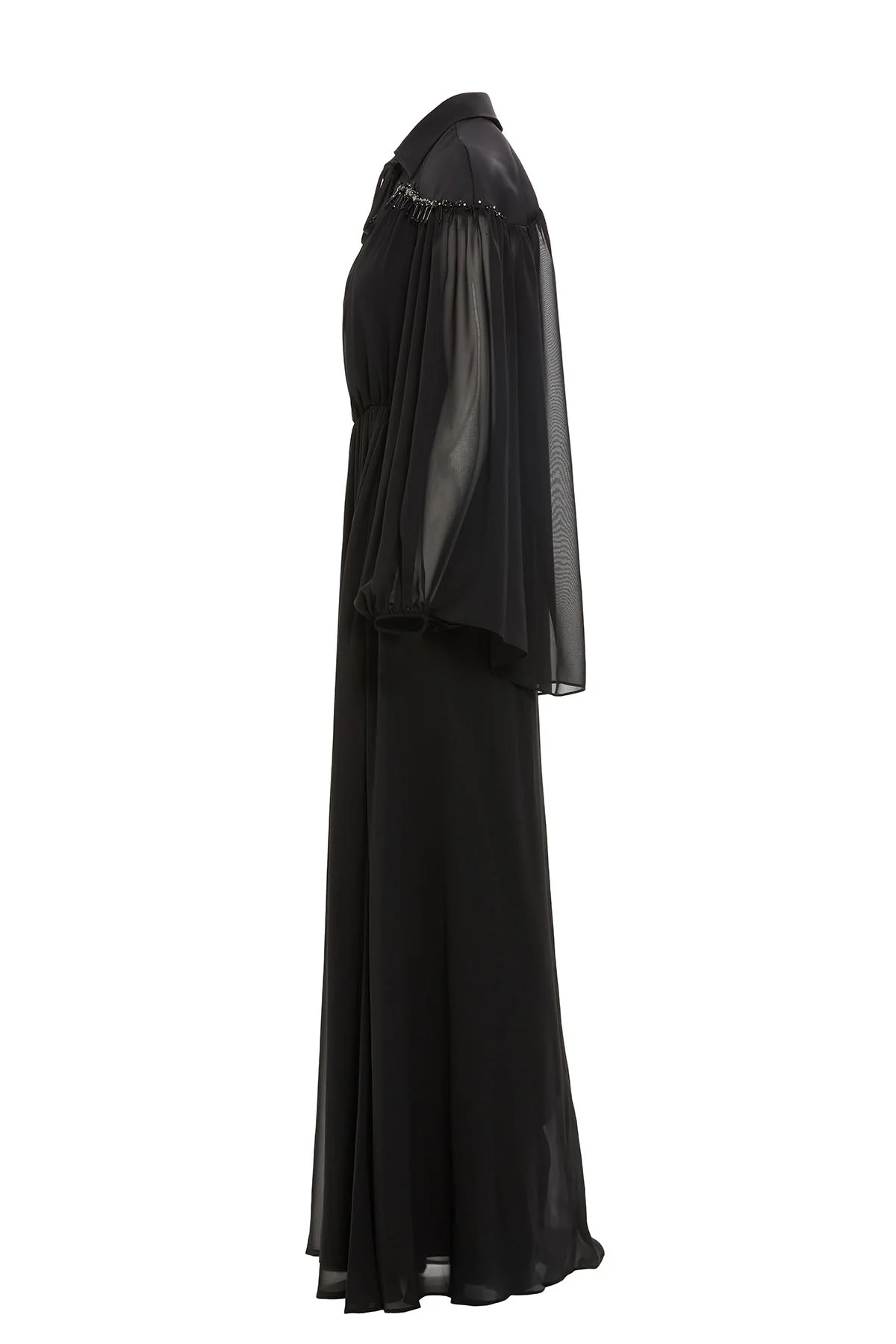 Black Stone-Embellished Long Dress - Image 3