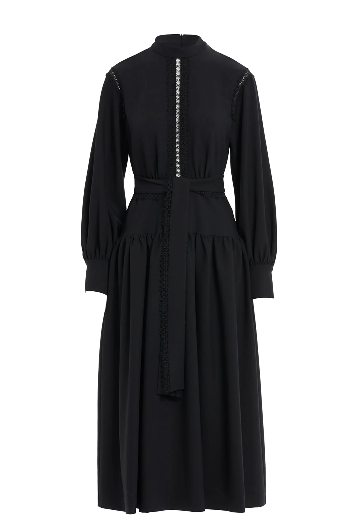 Black Stripe-Detail Midi Dress