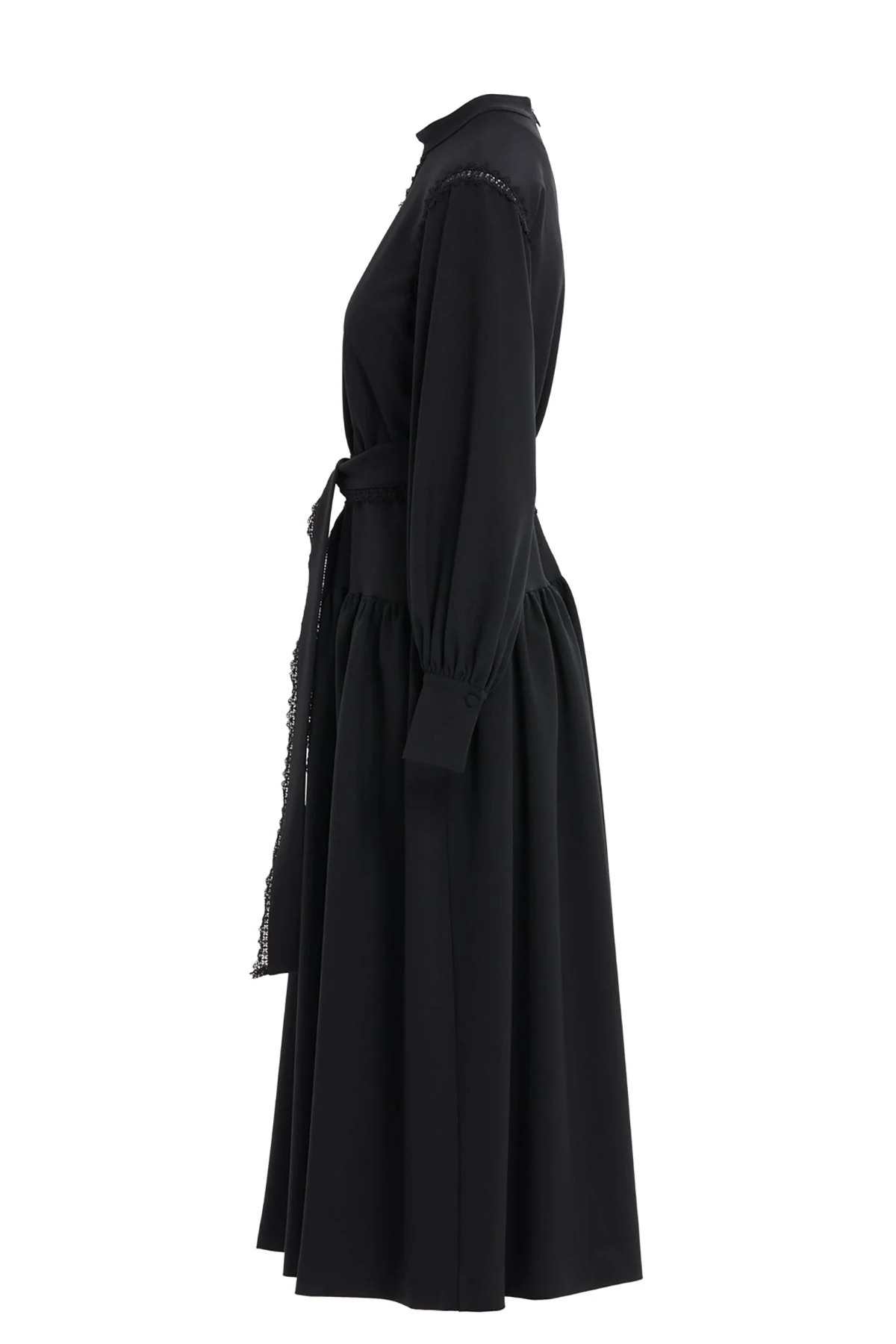 Black Stripe-Detail Midi Dress - Image 2