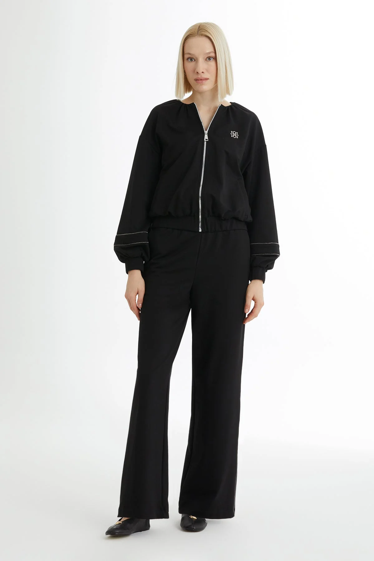 Black Stripe Detail Sweat Set