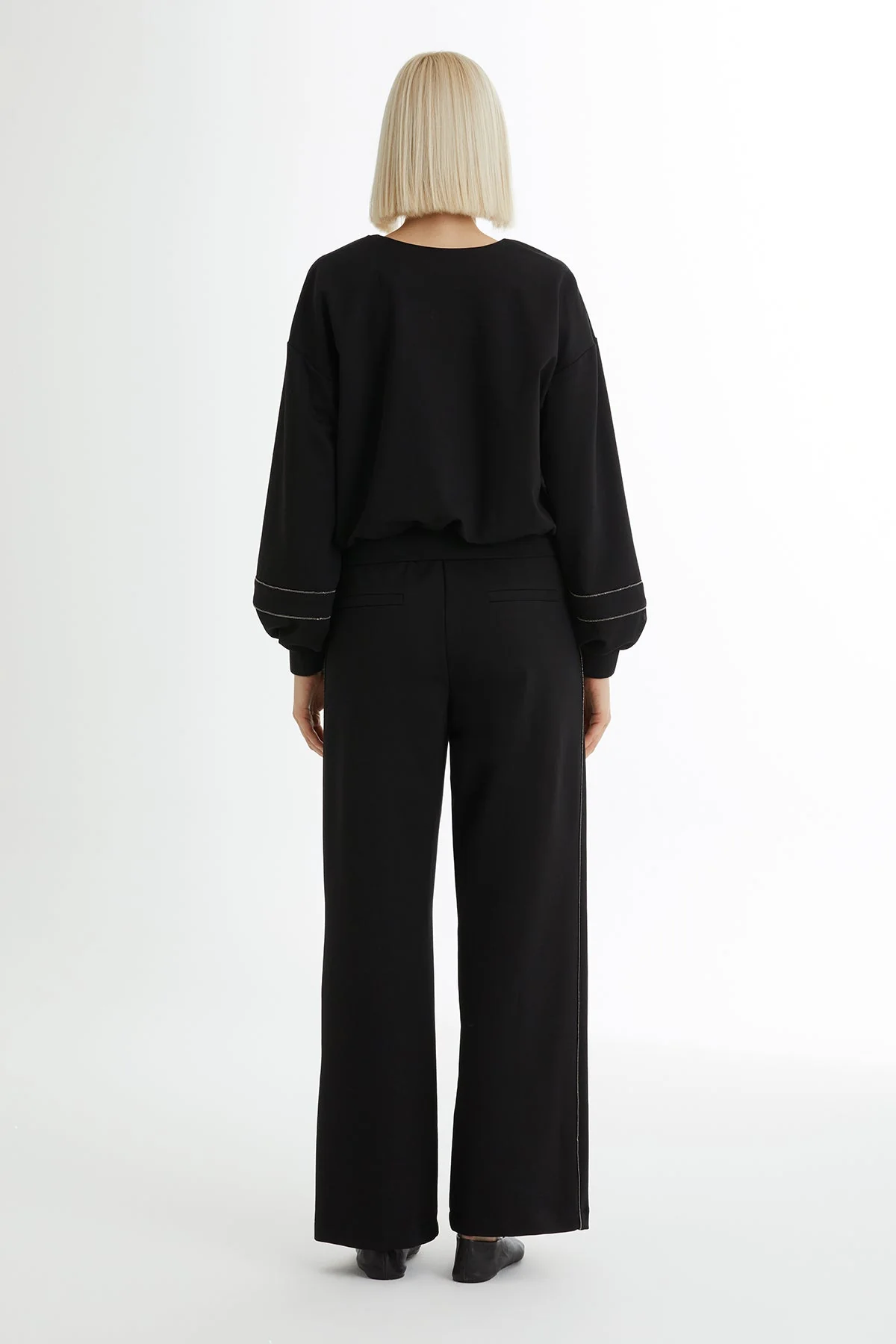Black Stripe Detail Sweat Set - Image 4