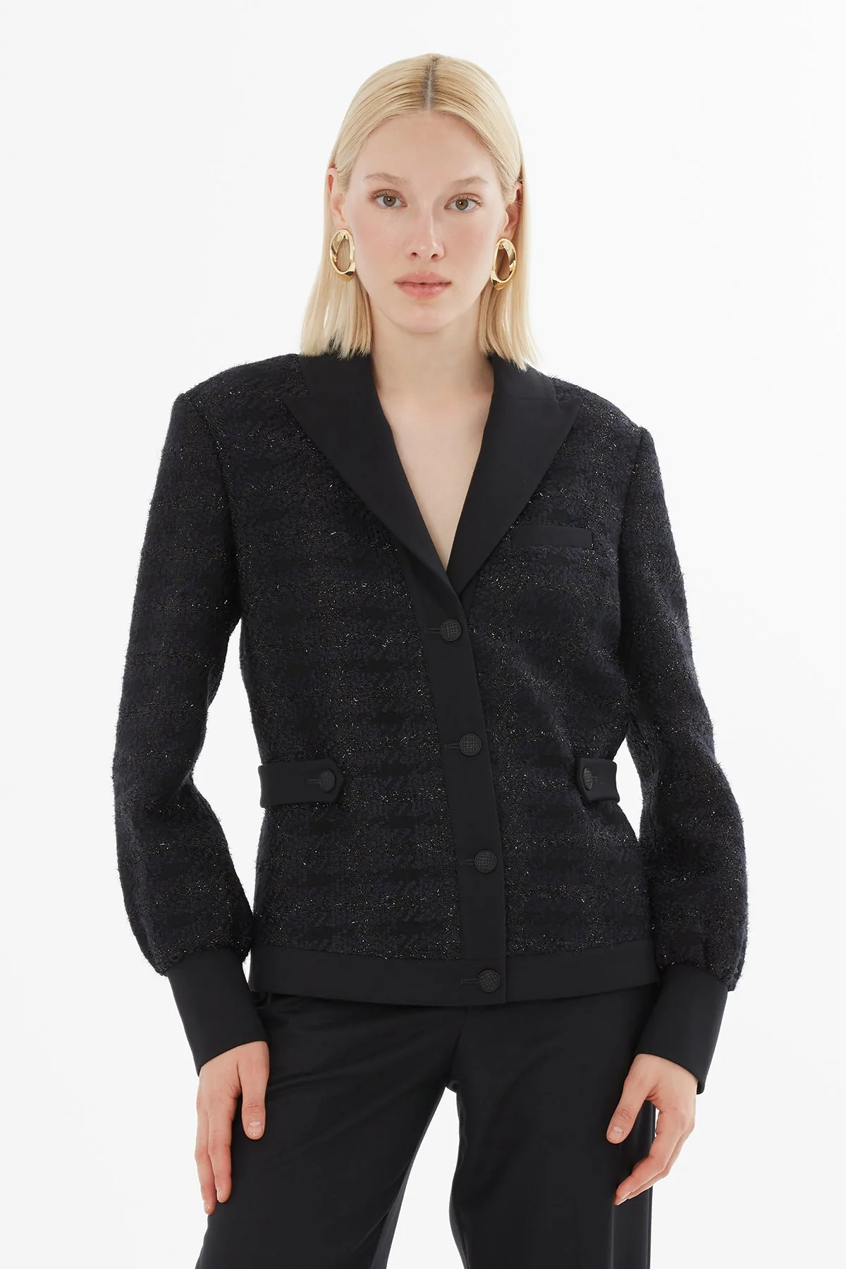 Black Suit with Button Details - Image 2