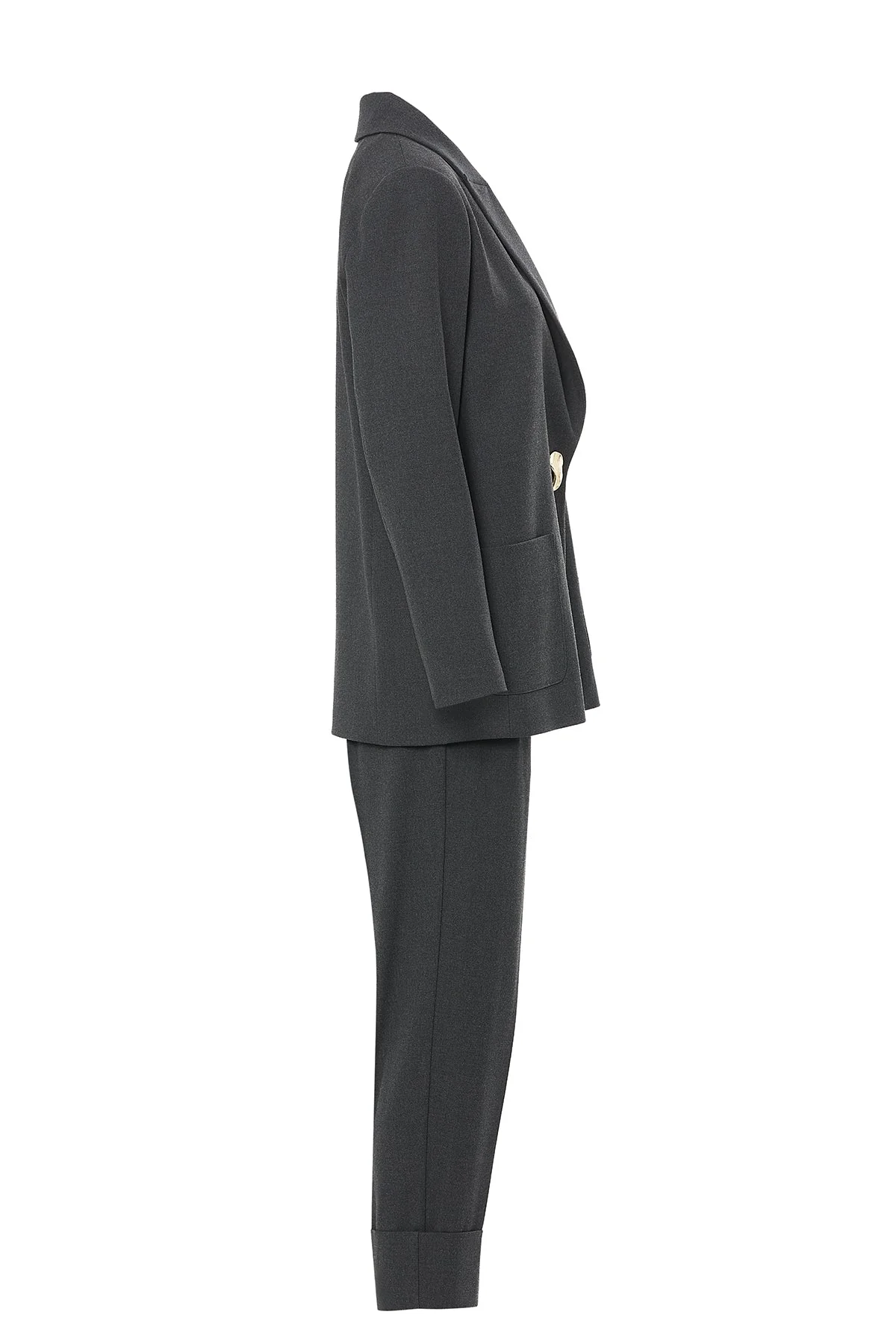 Black Suit with Metal-Button Jacket - Image 2