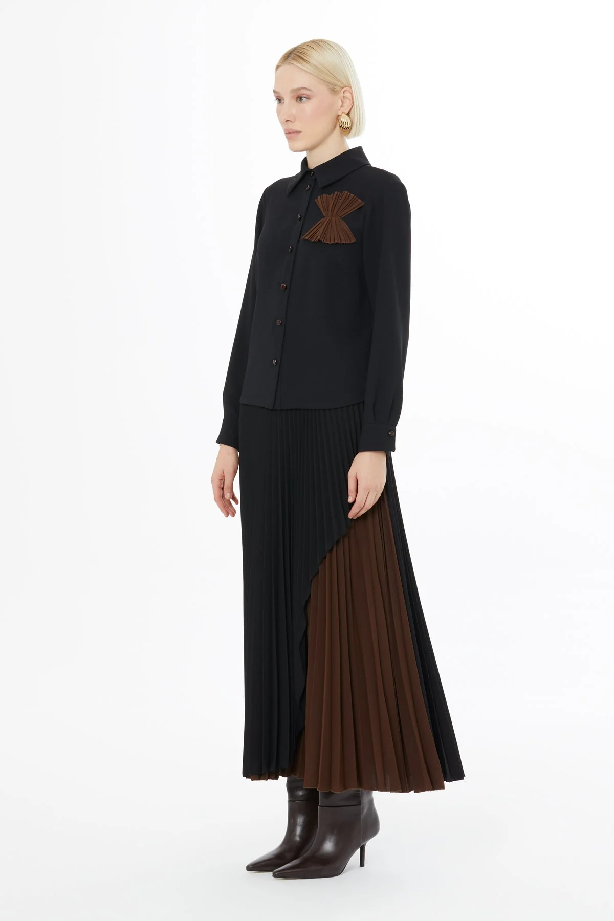 Black Suit with Pleated Skirt - Image 3
