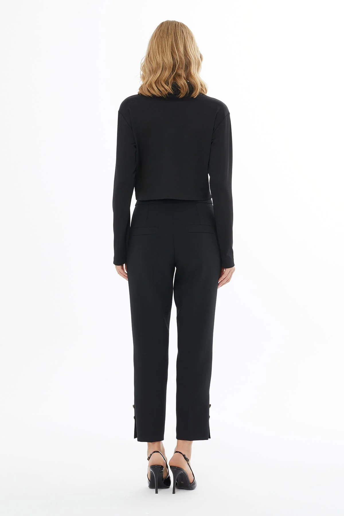 Black T-Shirt with Button Closure - Image 5