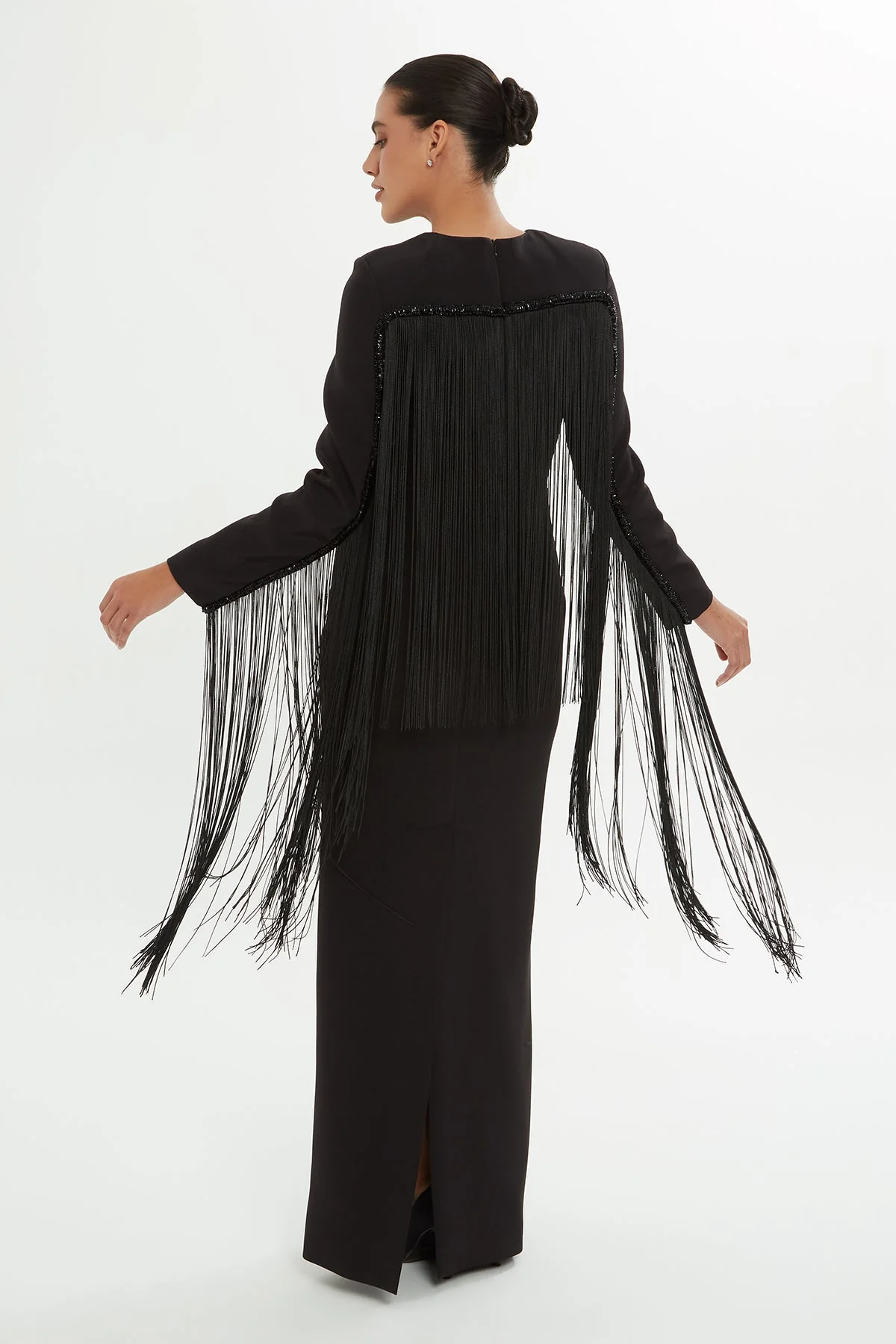 Black Tassel-Detail Maxi Dress - Image 4