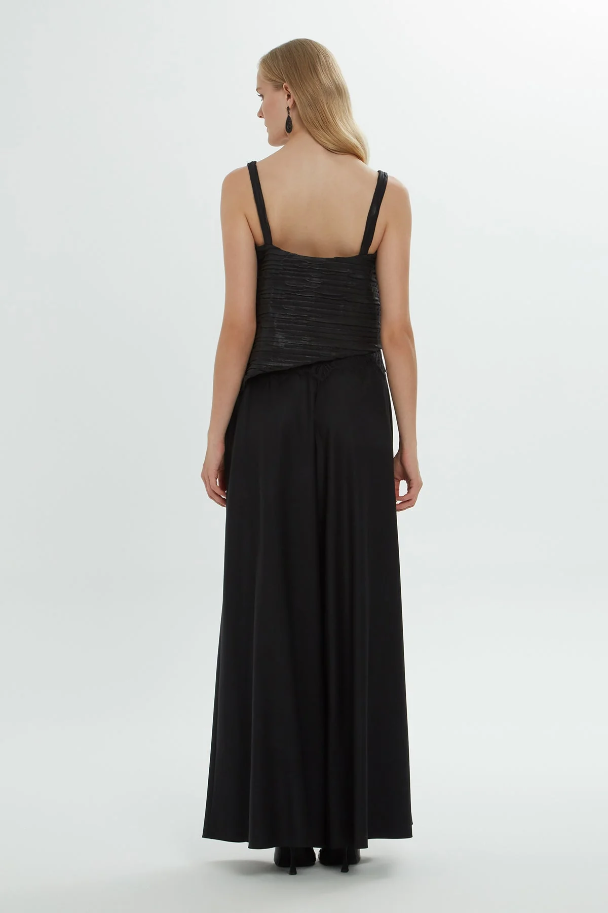 Black Thick-Strap Lace Detail Blouse - Image 4