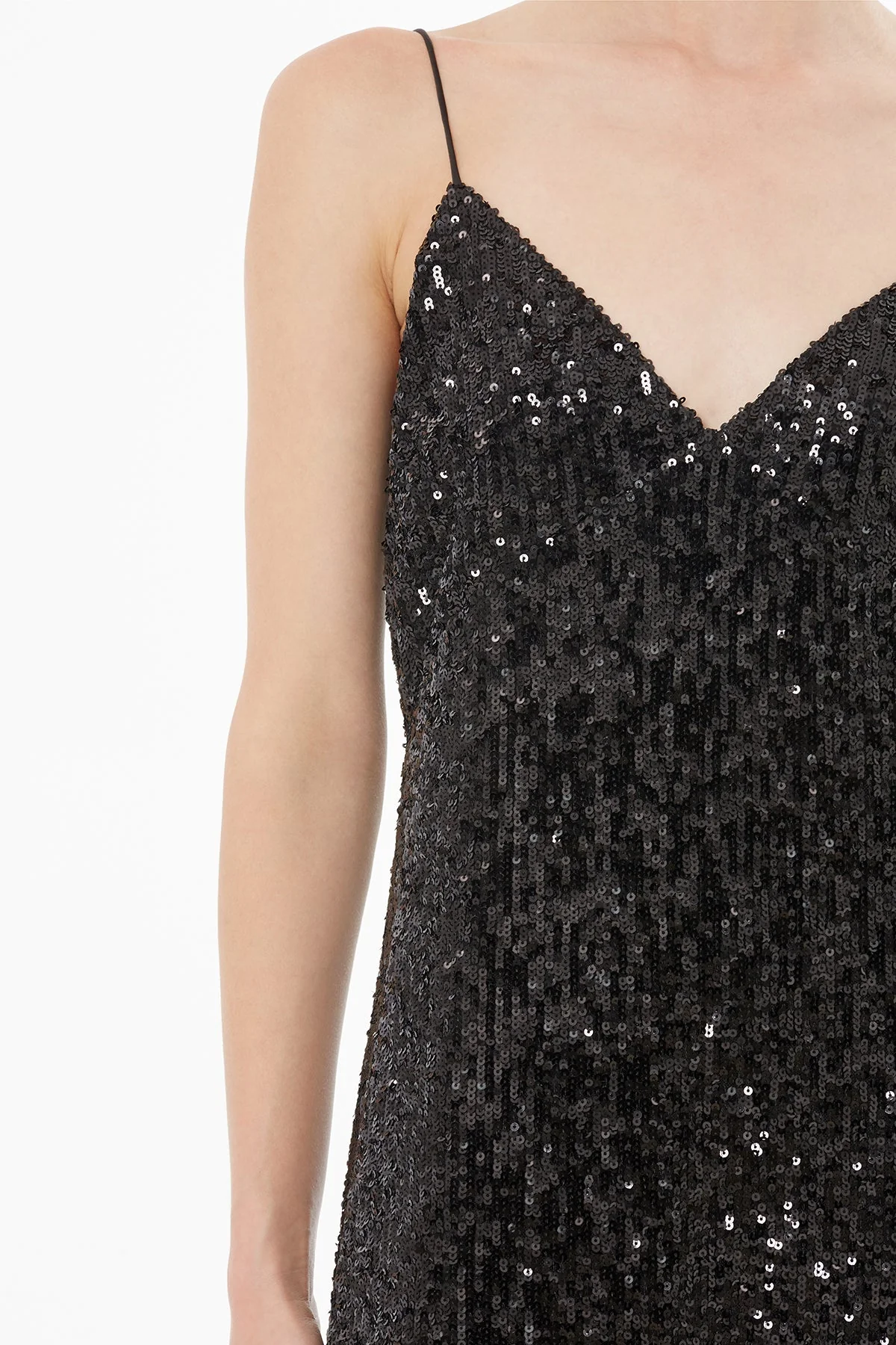 Black Thin-Strap V-Neck Midi Dress - Image 2