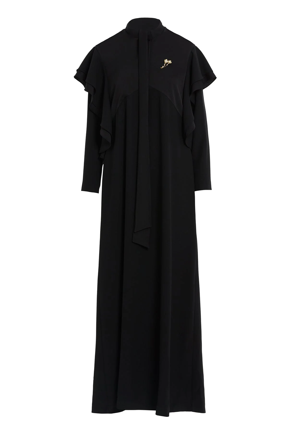 Black Tie-Detail Long Dress - Image 5