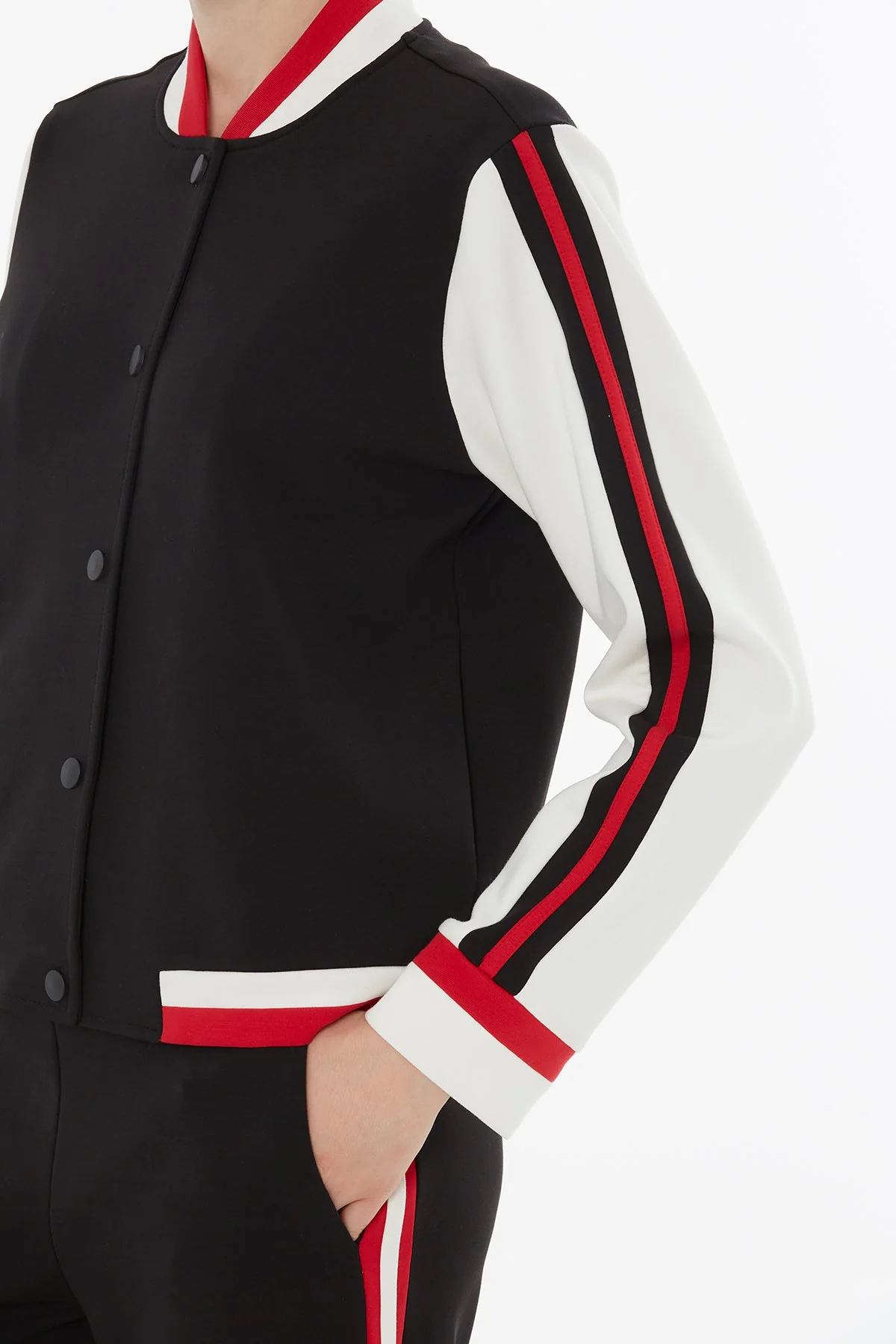 Black Tracksuit with Side Seam Trim - Image 4
