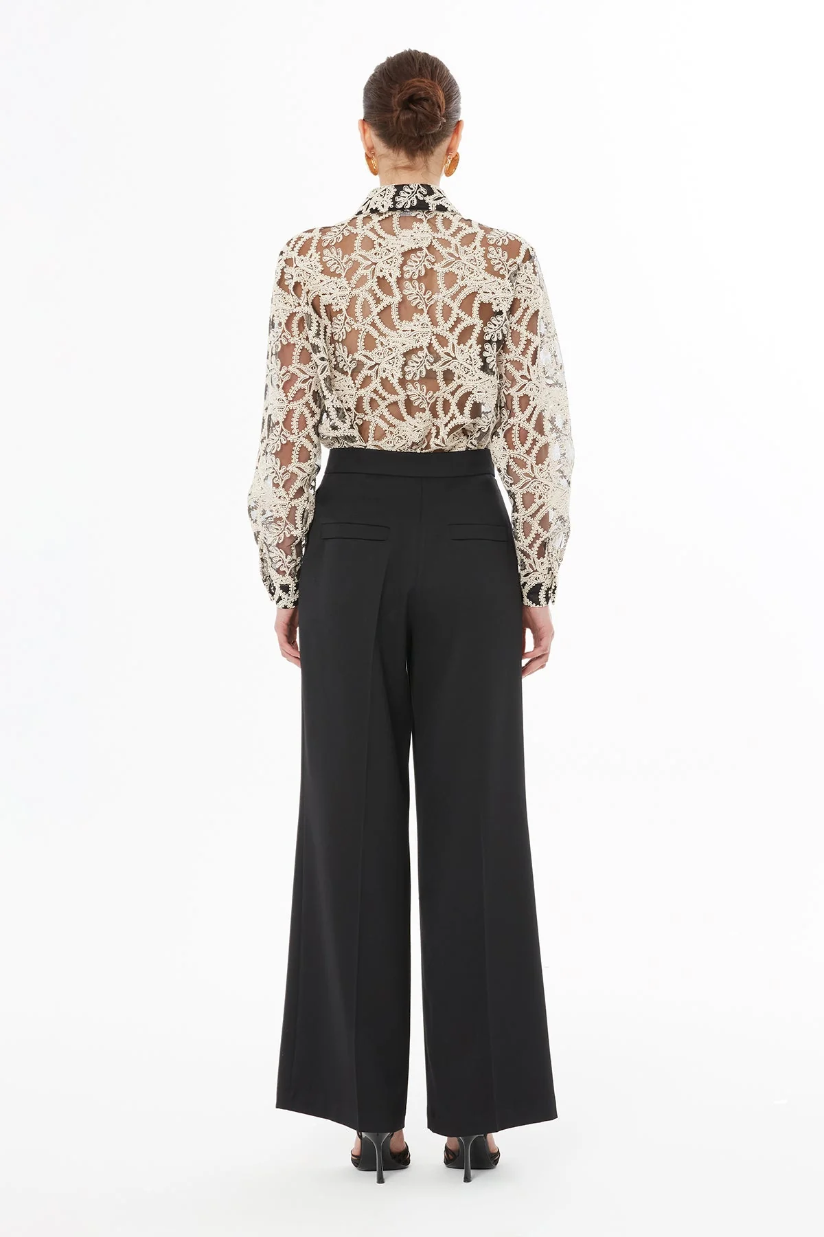 Black Trousers with Pleat Detail - Image 4
