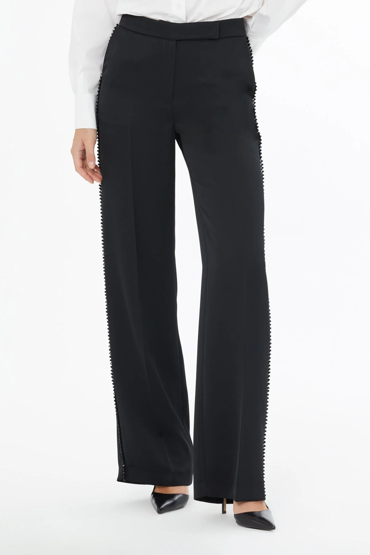 Black Trousers with Striped Detail - Image 3