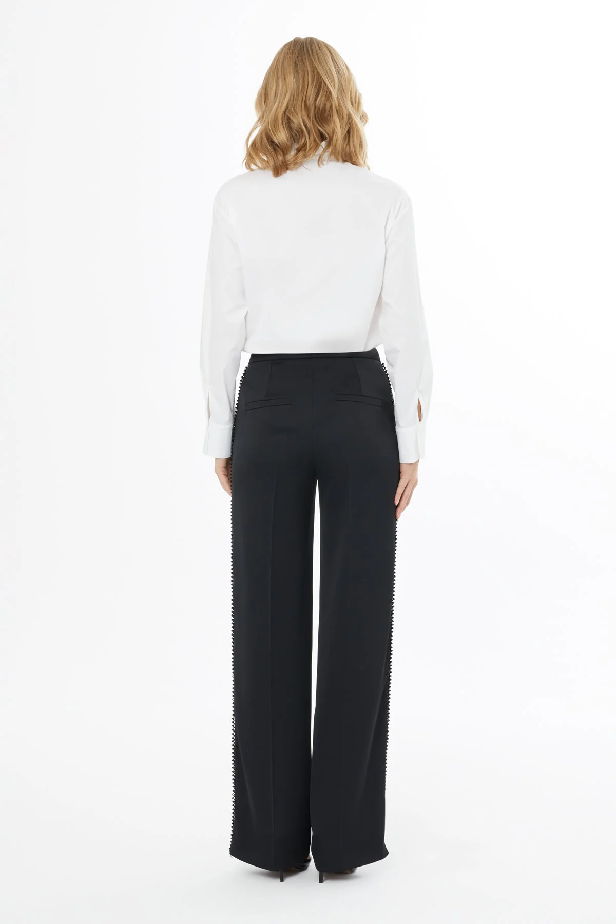Black Trousers with Striped Detail - Image 5