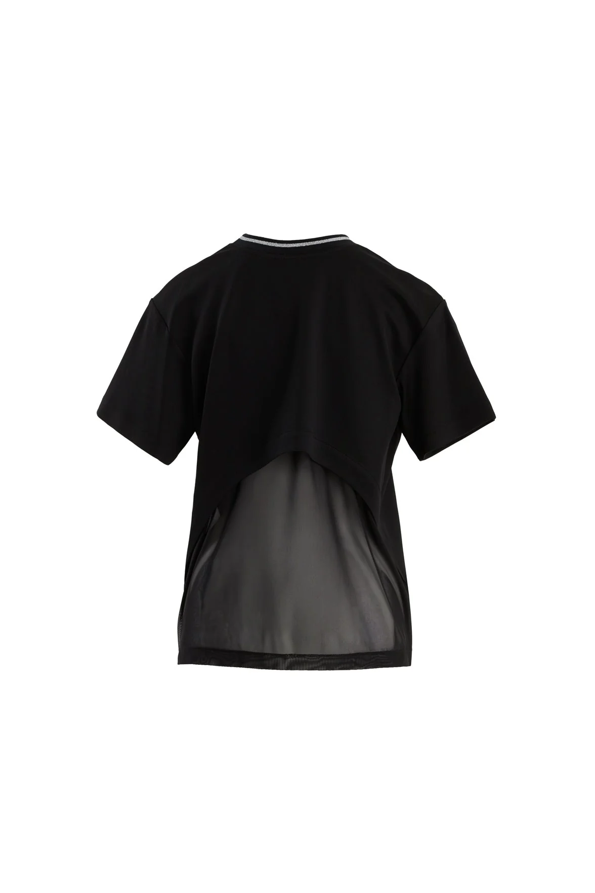Black Tulle Detail T-Shirt - Image 3