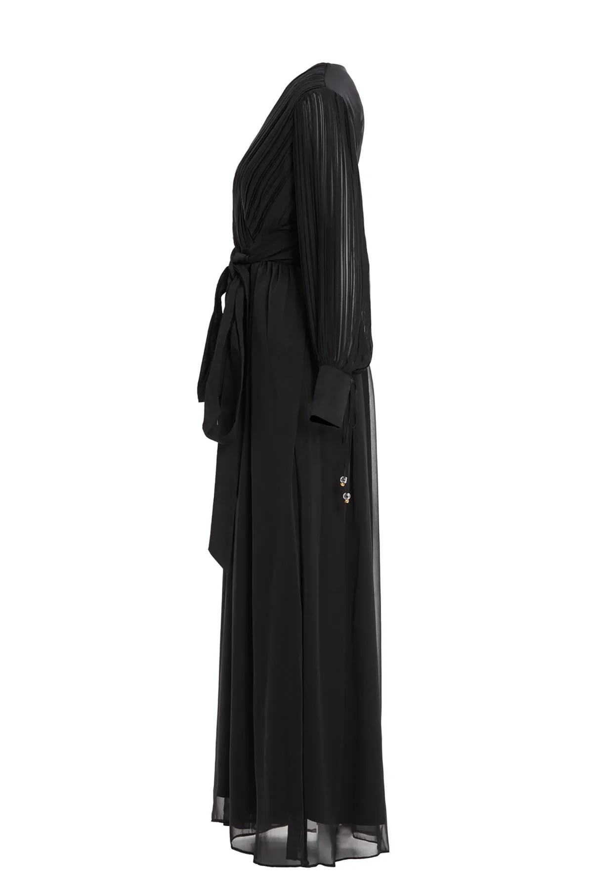 Black V-Neck Chiffon Maxi Dress - Image 2