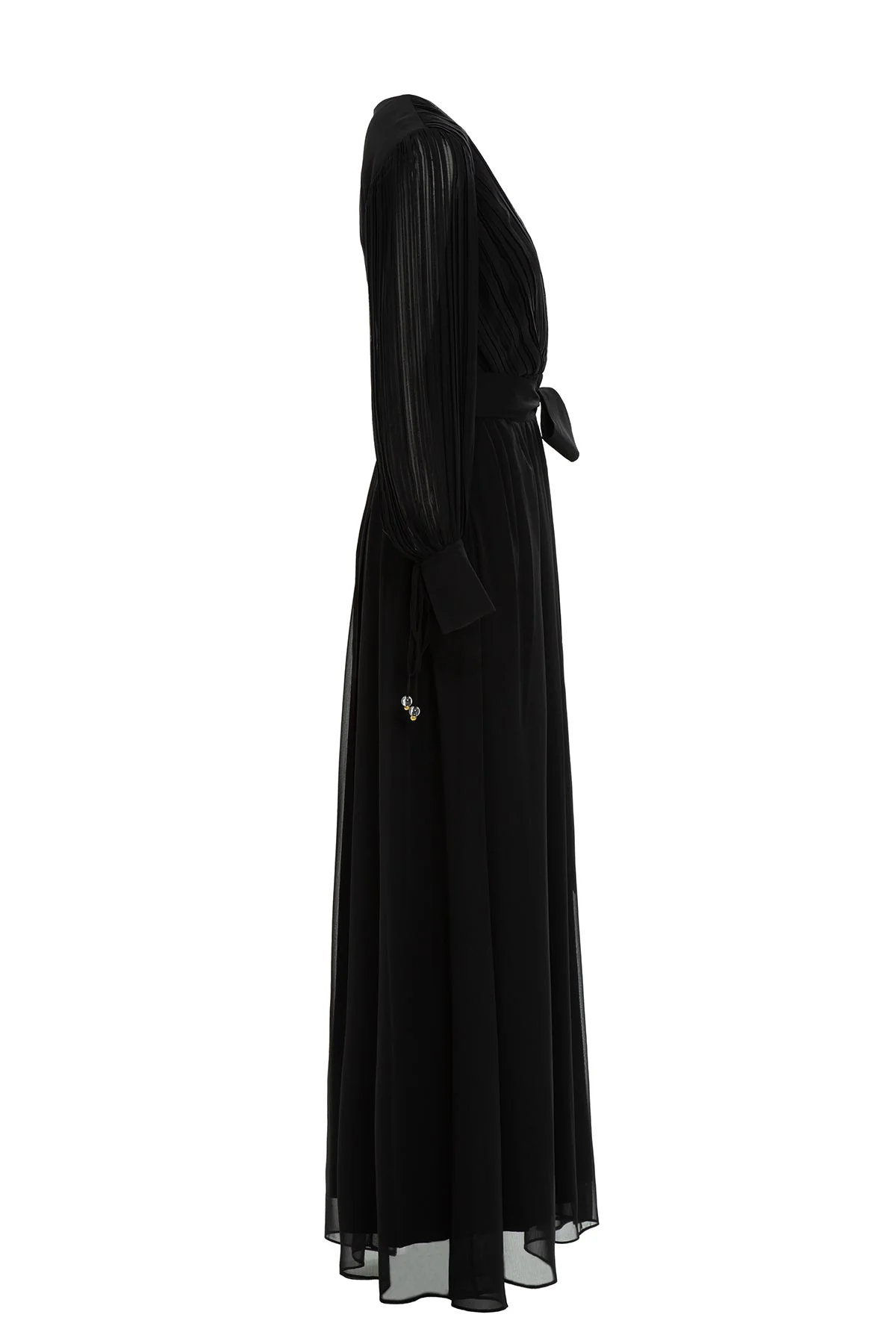 Black V-Neck Chiffon Maxi Dress - Image 3