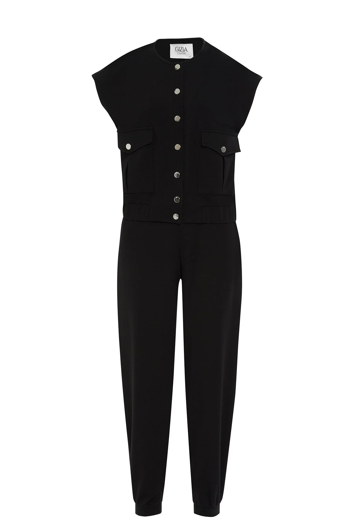 Black Vest-Layered Tracksuit