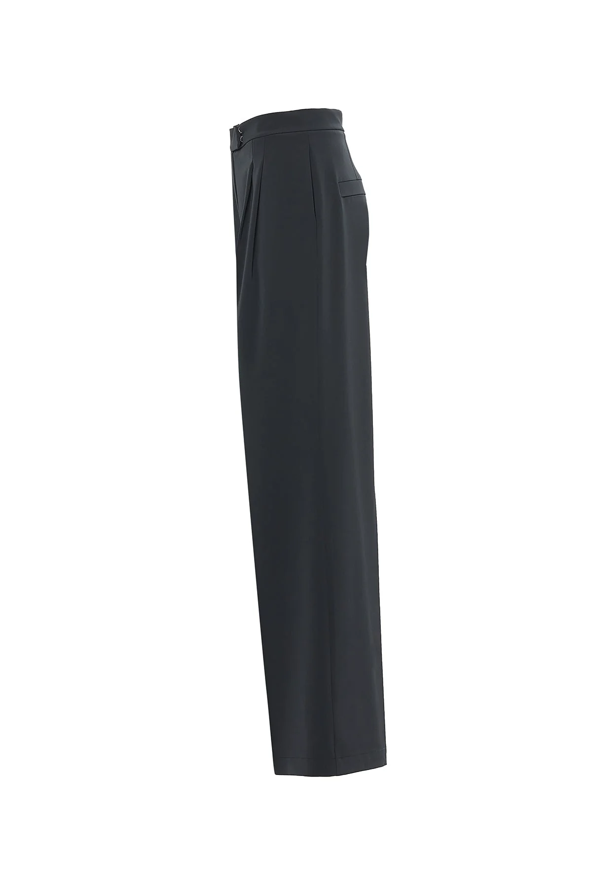 Black Wide-Leg Pleated Trousers - Image 2